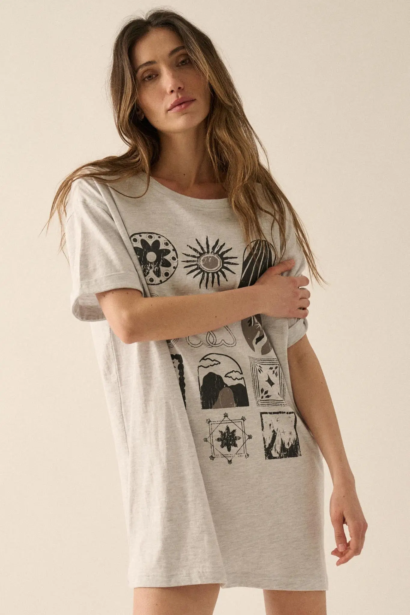 Symbology Vintage-Print Oversize Graphic Tee - Image 3
