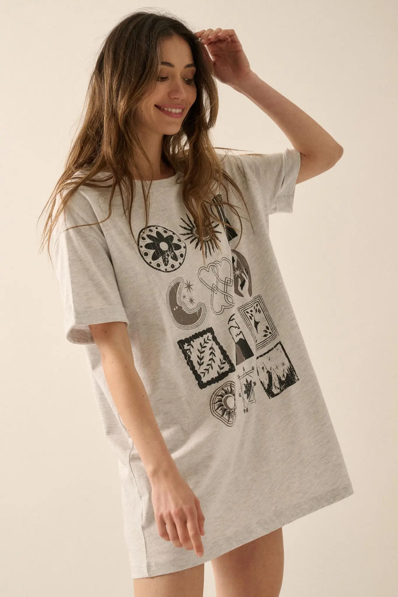 Symbology Vintage-Print Oversize Graphic Tee - Image 4