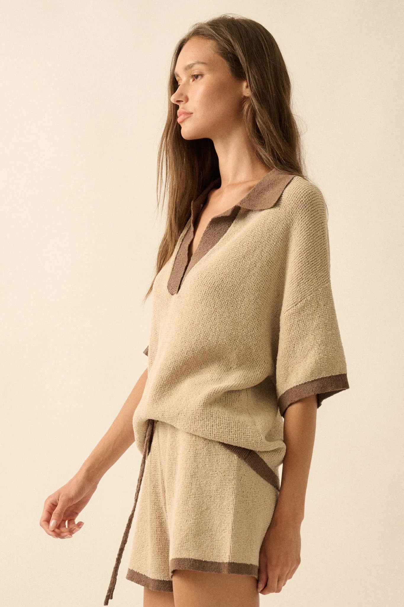 Take It Easy Contrast Knit Short-Sleeve Sweater - Image 14
