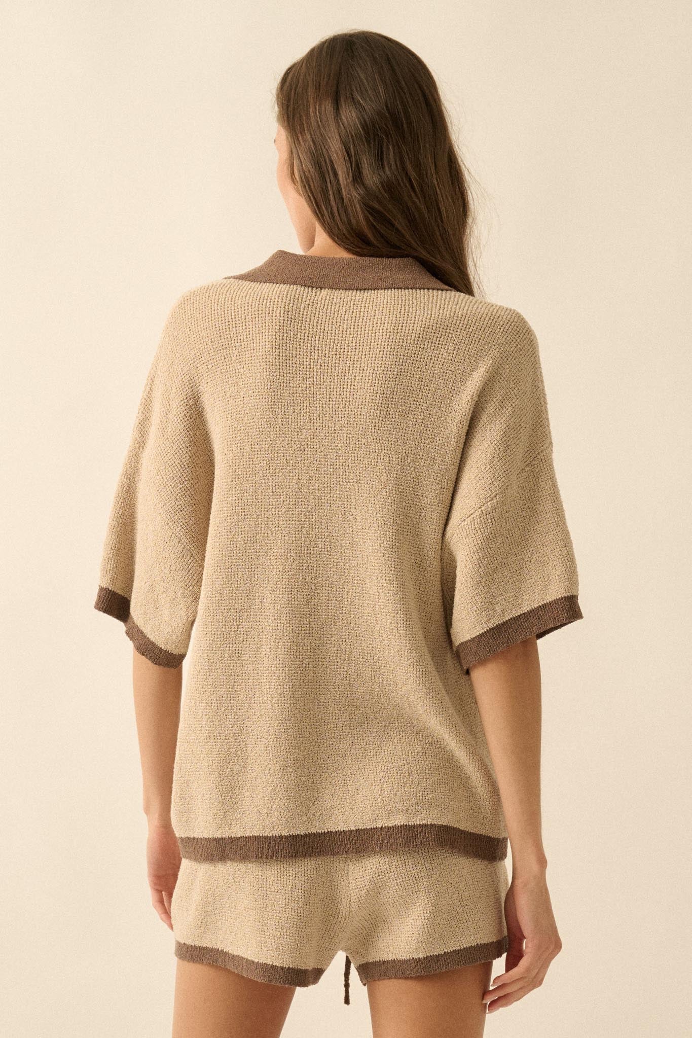 Take It Easy Contrast Knit Short-Sleeve Sweater - Image 15
