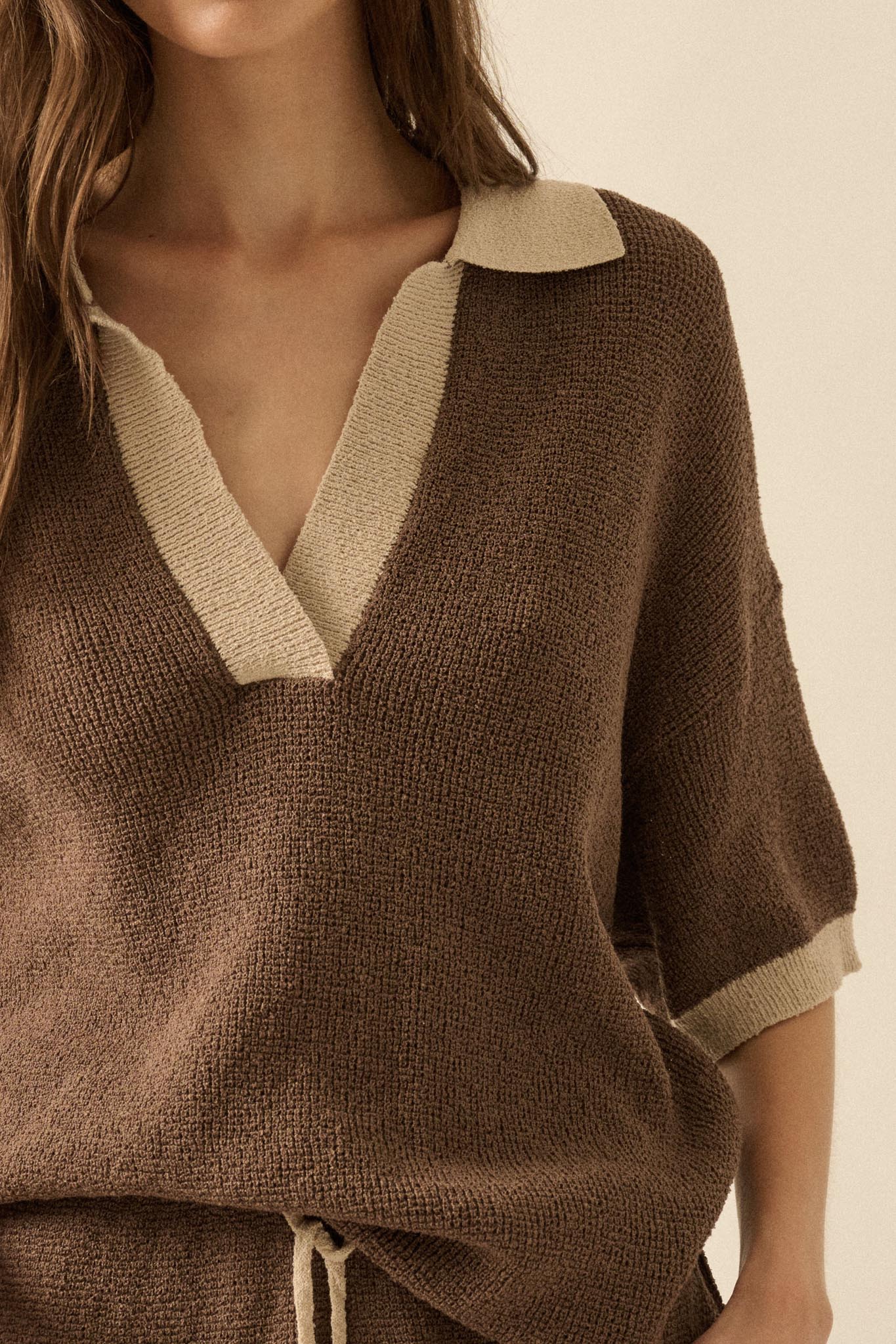 Take It Easy Contrast Knit Short-Sleeve Sweater - Image 17