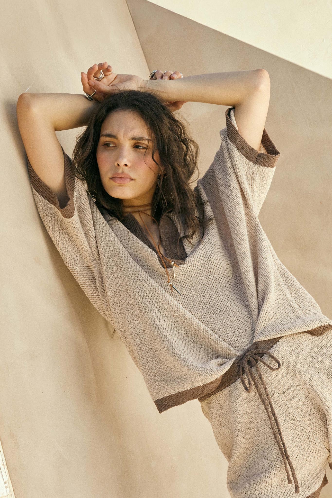 Take It Easy Contrast Knit Short-Sleeve Sweater - Image 9