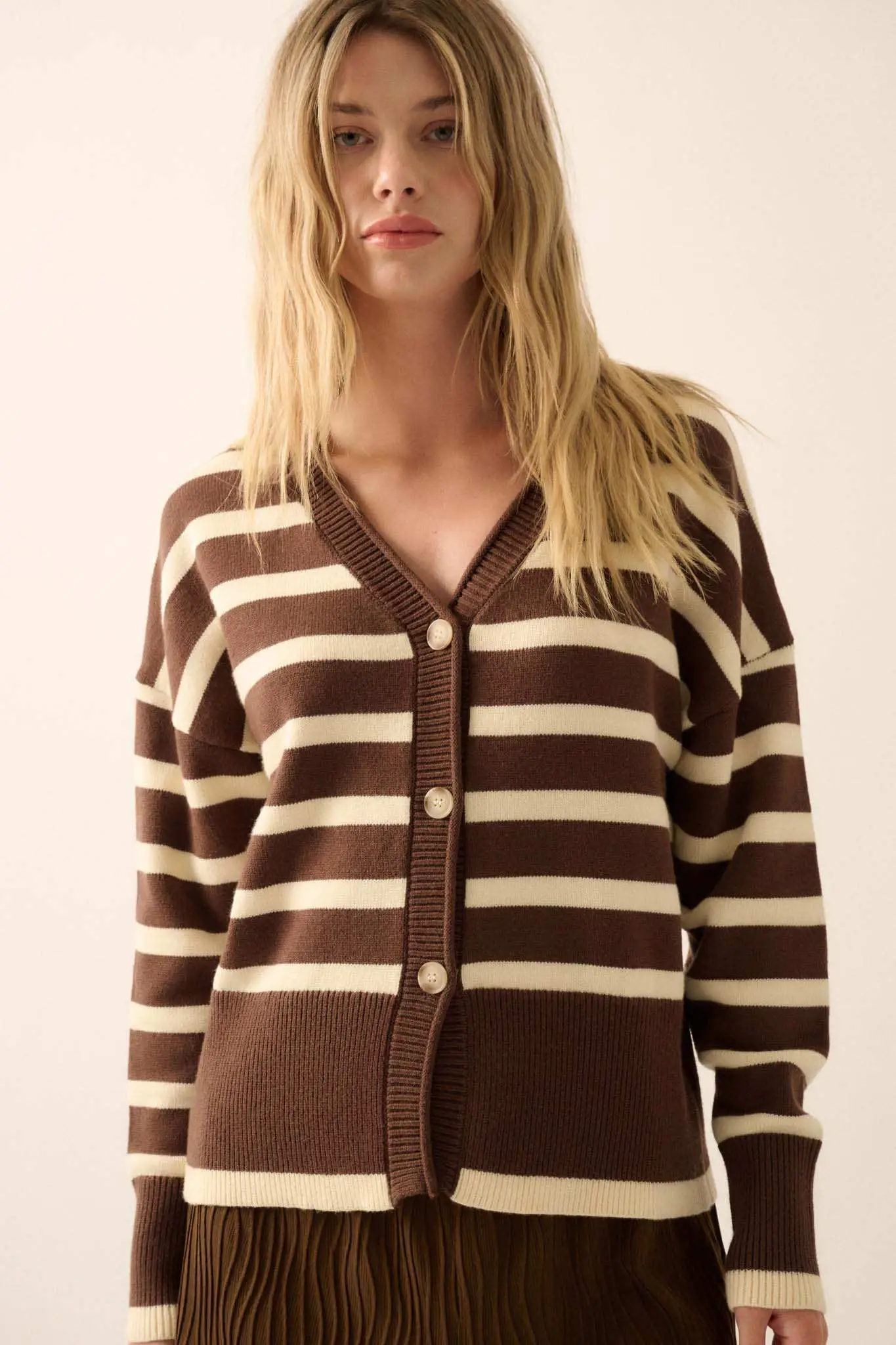 Taking Notes Striped Button-Front Cardigan - Image 2