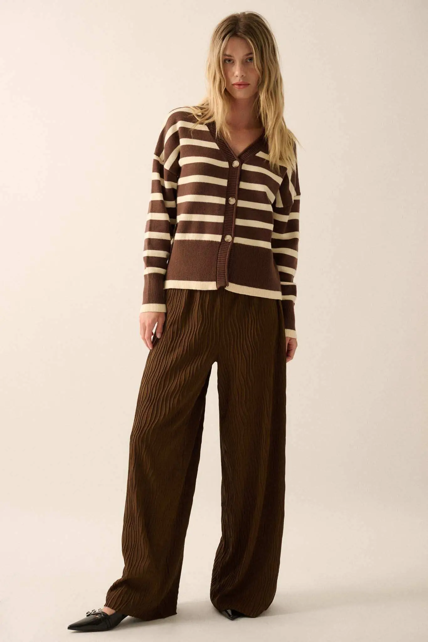 Taking Notes Striped Button-Front Cardigan - Image 3