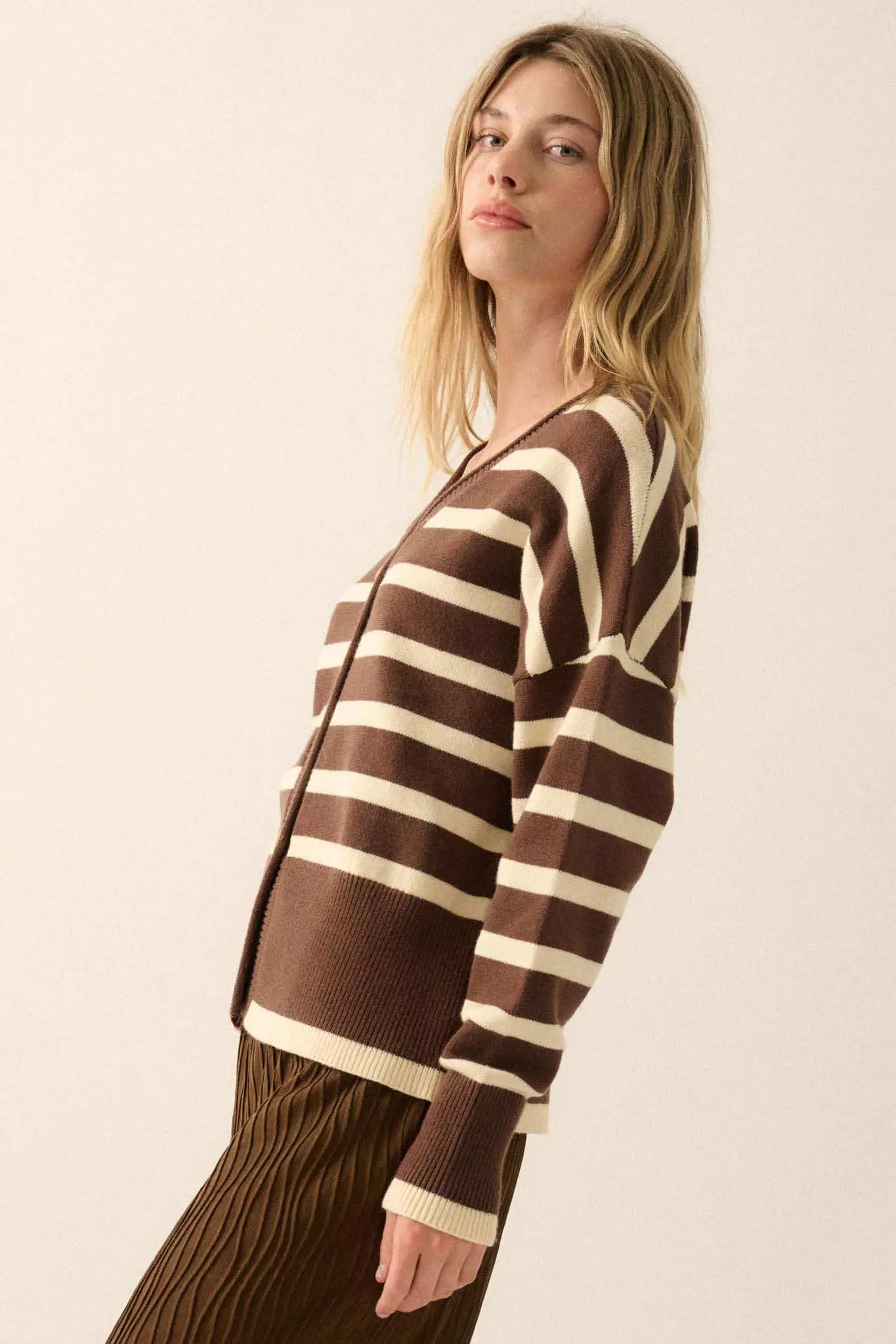 Taking Notes Striped Button-Front Cardigan - Image 5