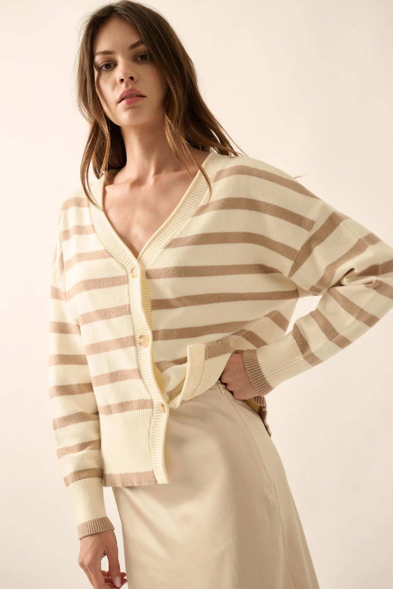 Taking Notes Striped Button-Front Cardigan - Image 7