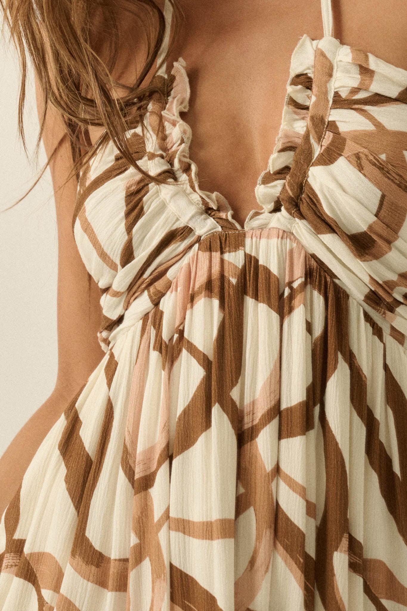 Tangled Up Ribbon-Print Tie-Back Halter Maxi Dress - Image 4
