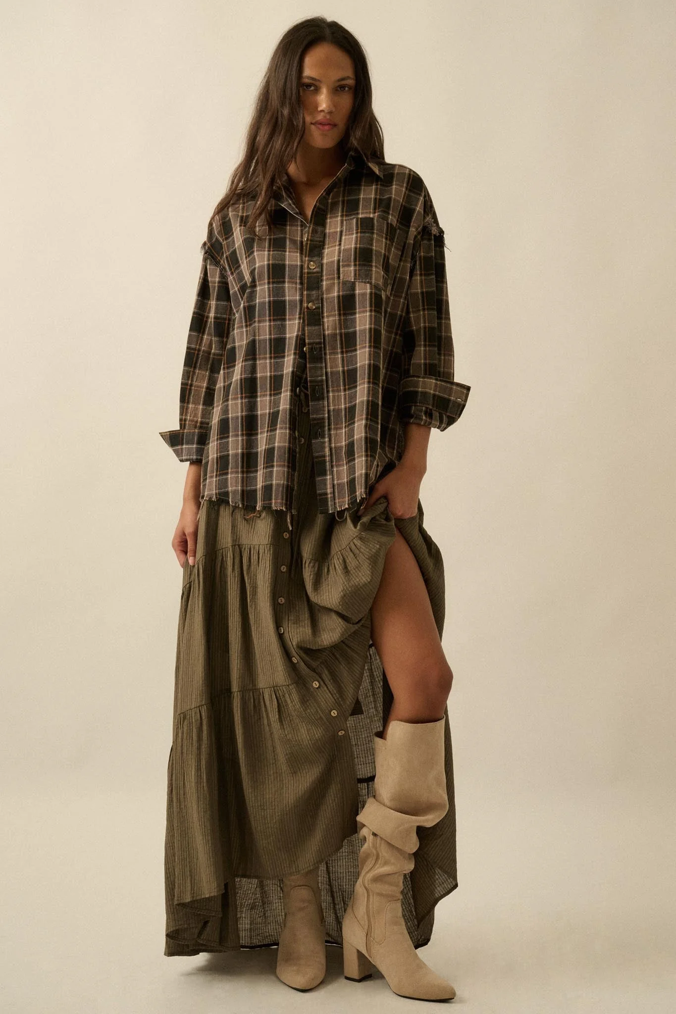 Tartan Threads Plaid Raw-Edge Button-Up Shirt - Image 3