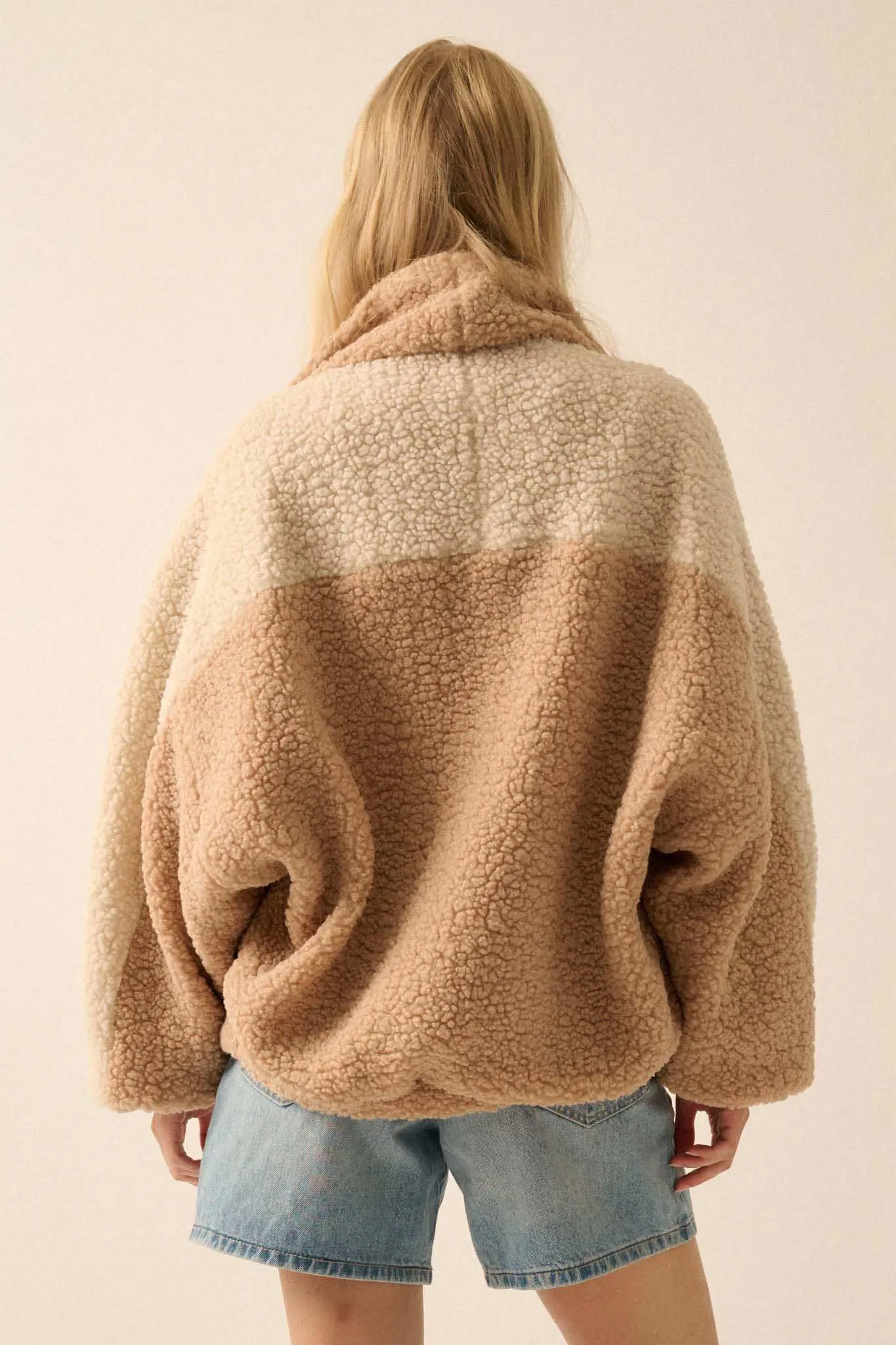 Teddy Bear Picnic Colorblock Sherpa Fleece Jacket - Image 9
