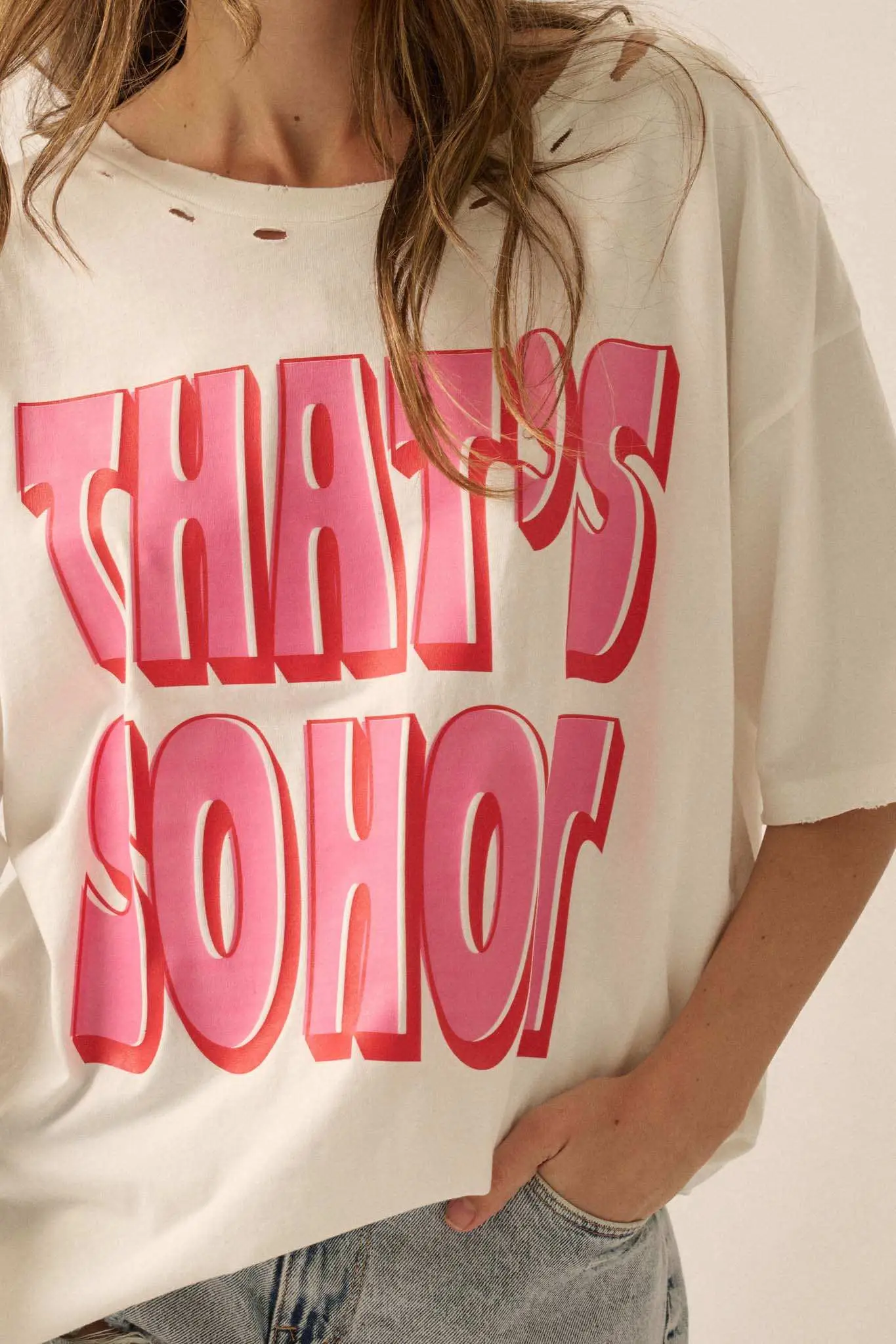 That's So Hot Distressed Oversize Graphic Tee - Image 2