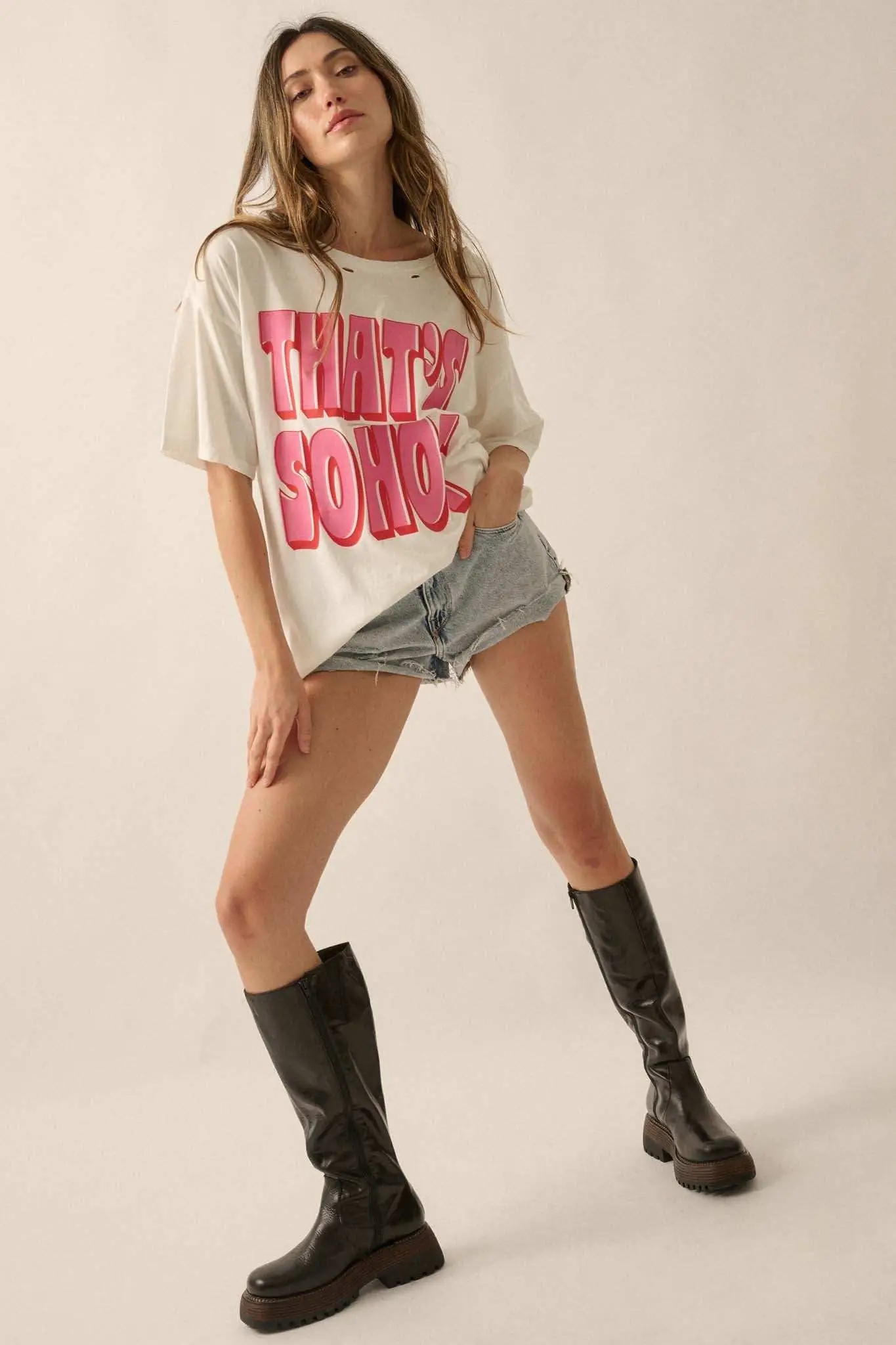 That's So Hot Distressed Oversize Graphic Tee - Image 4