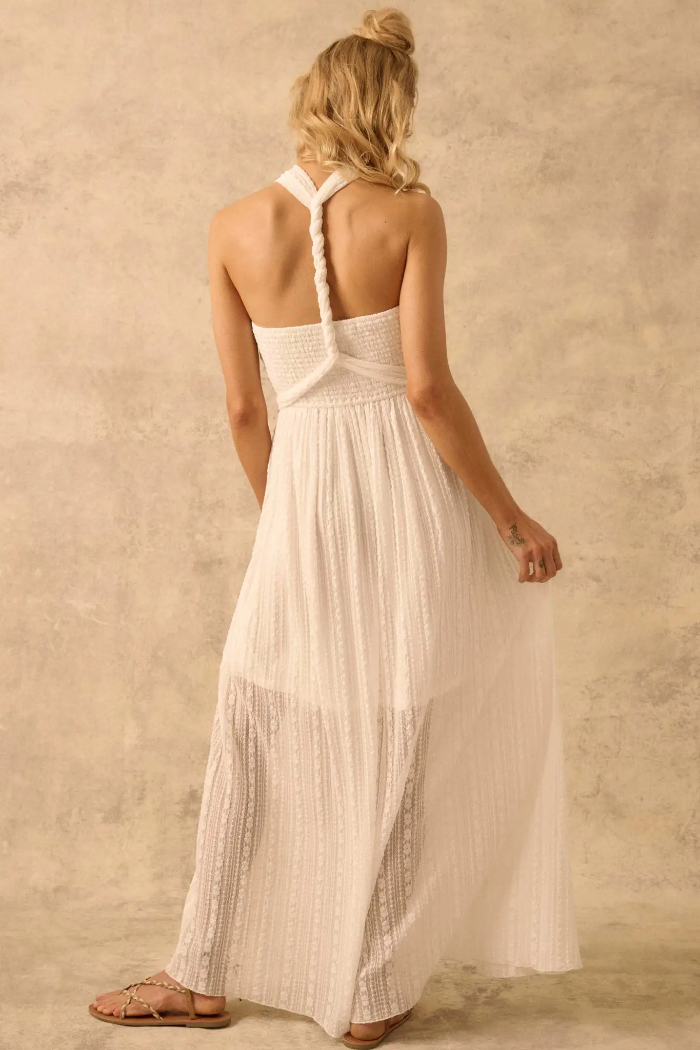 The Emma Infinity Dress in Striped Floral Lace - Image 24