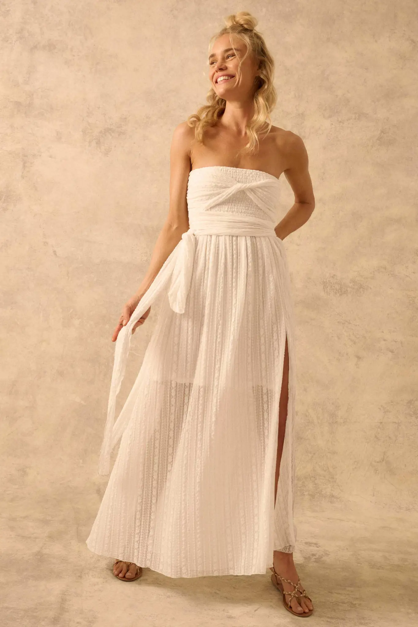 The Emma Infinity Dress in Striped Floral Lace - Image 25