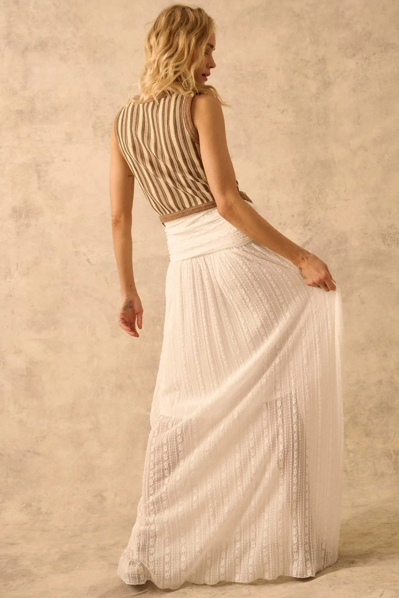 The Emma Infinity Dress in Striped Floral Lace - Image 34