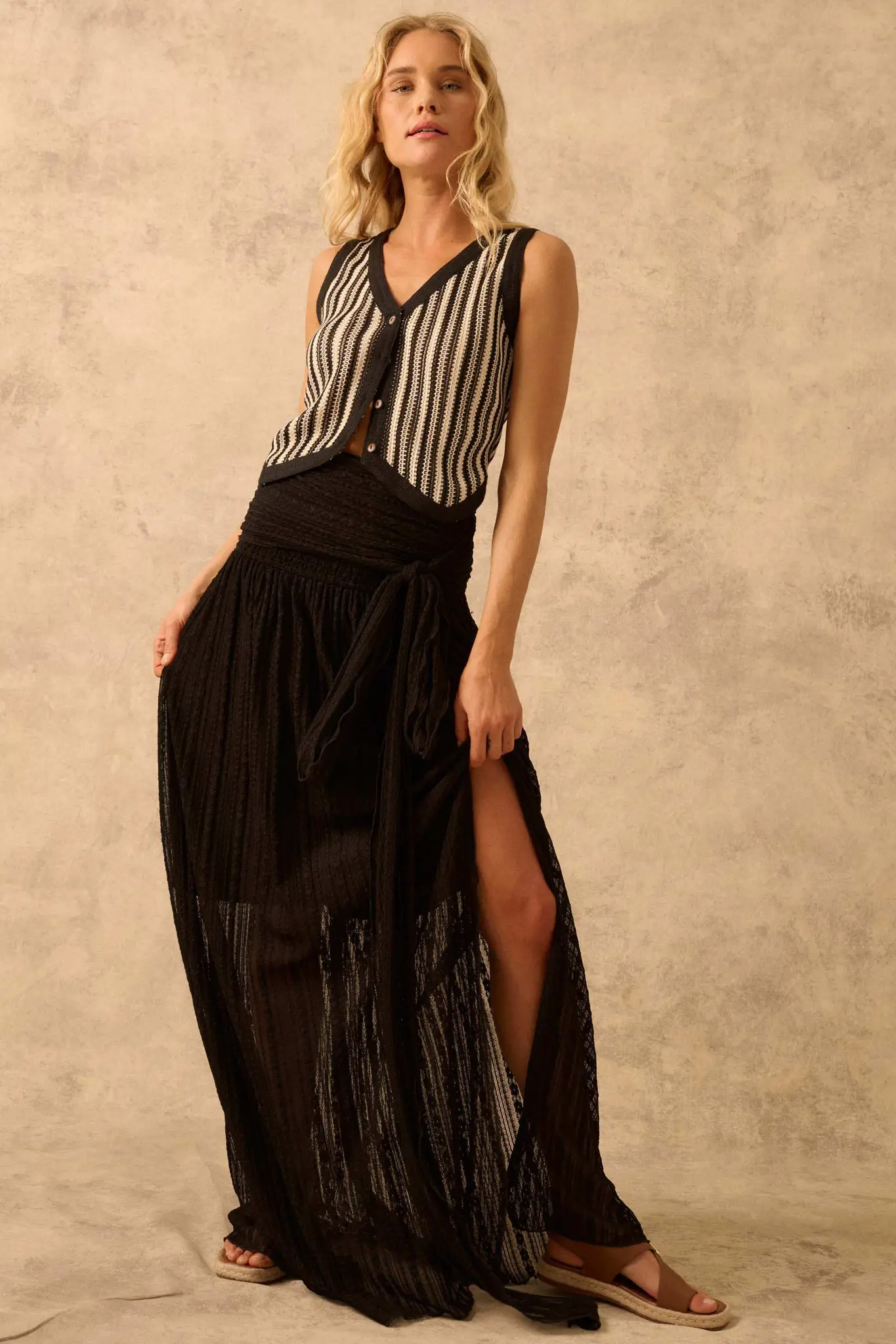The Emma Infinity Dress in Striped Floral Lace - Image 38