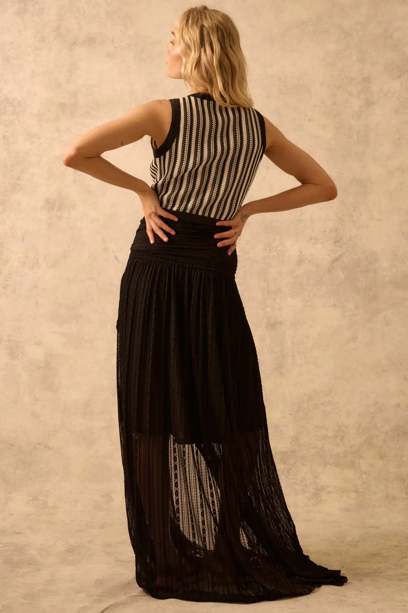 The Emma Infinity Dress in Striped Floral Lace - Image 39