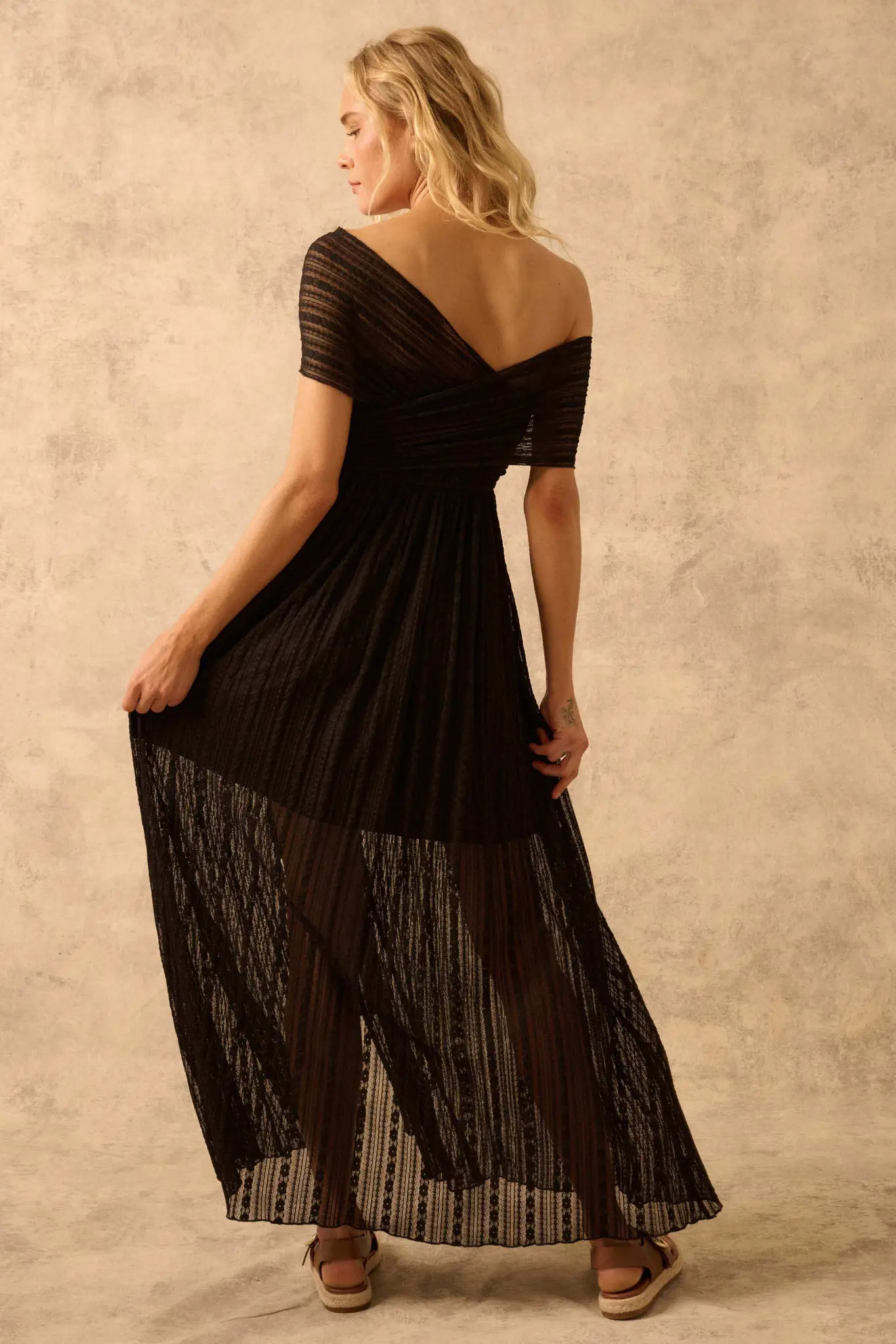 The Emma Infinity Dress in Striped Floral Lace - Image 5