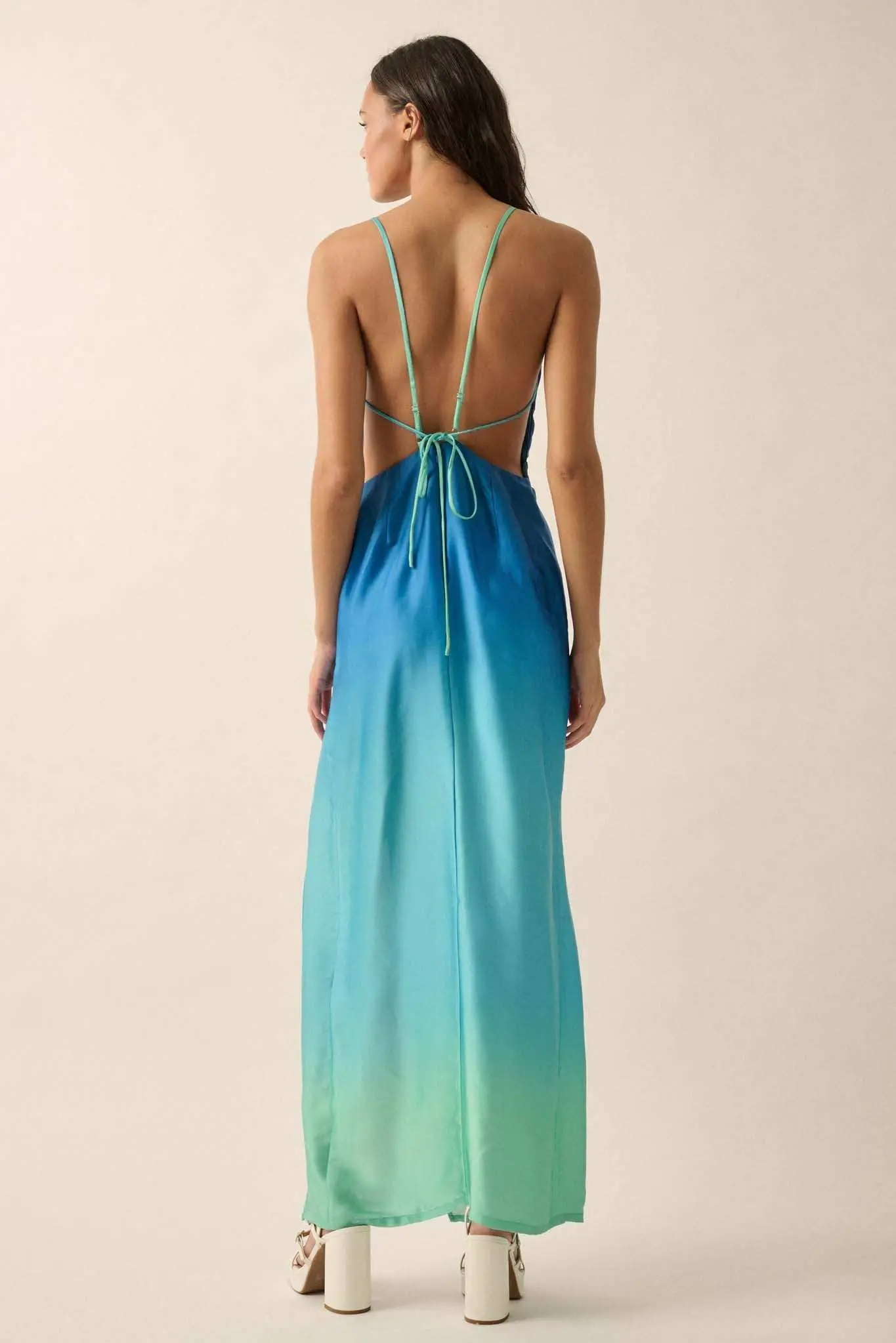 Throwing Shade Ombre Satin Open-Back Maxi Dress - Image 14