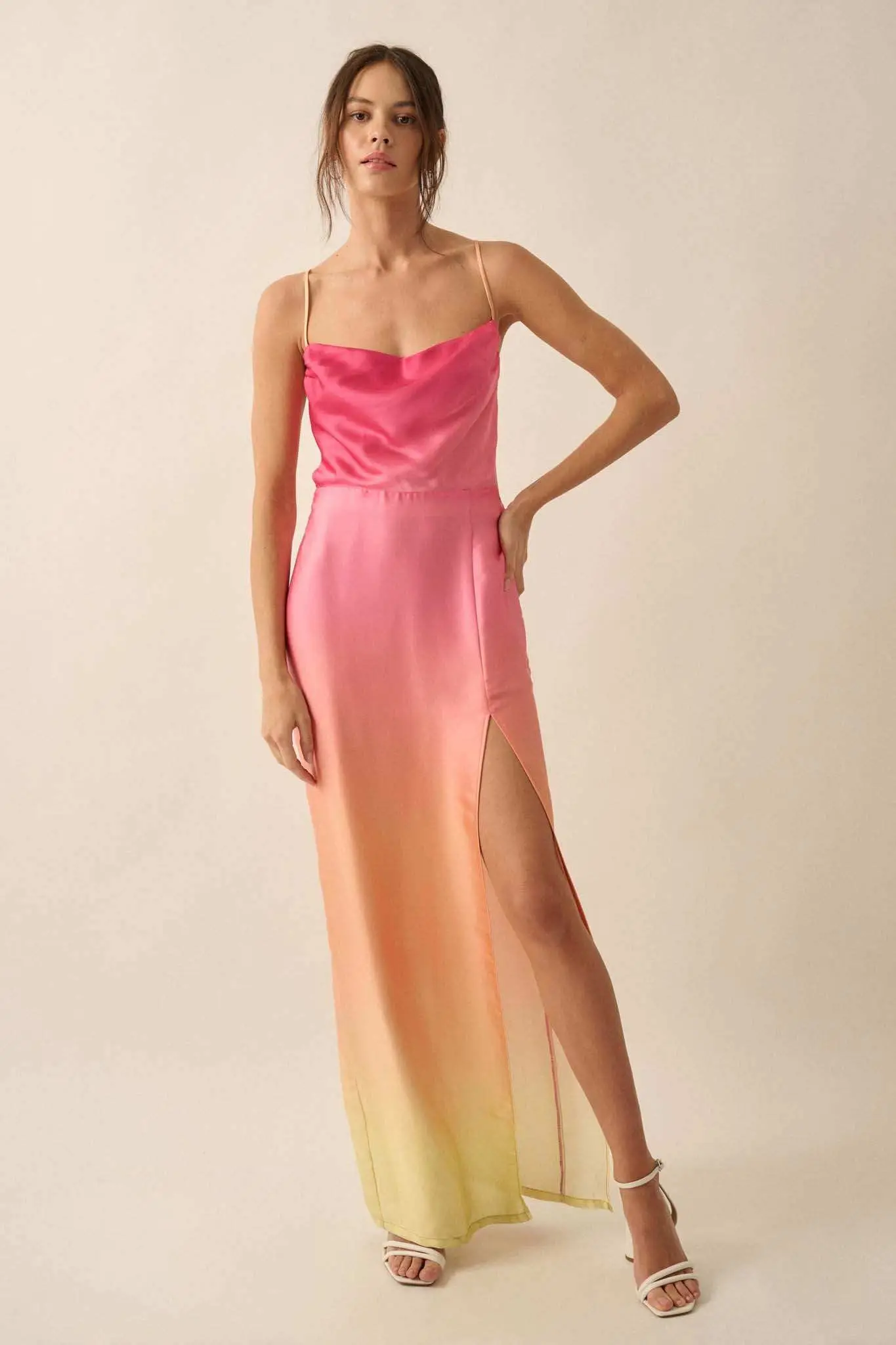 Throwing Shade Ombre Satin Open-Back Maxi Dress - Image 3