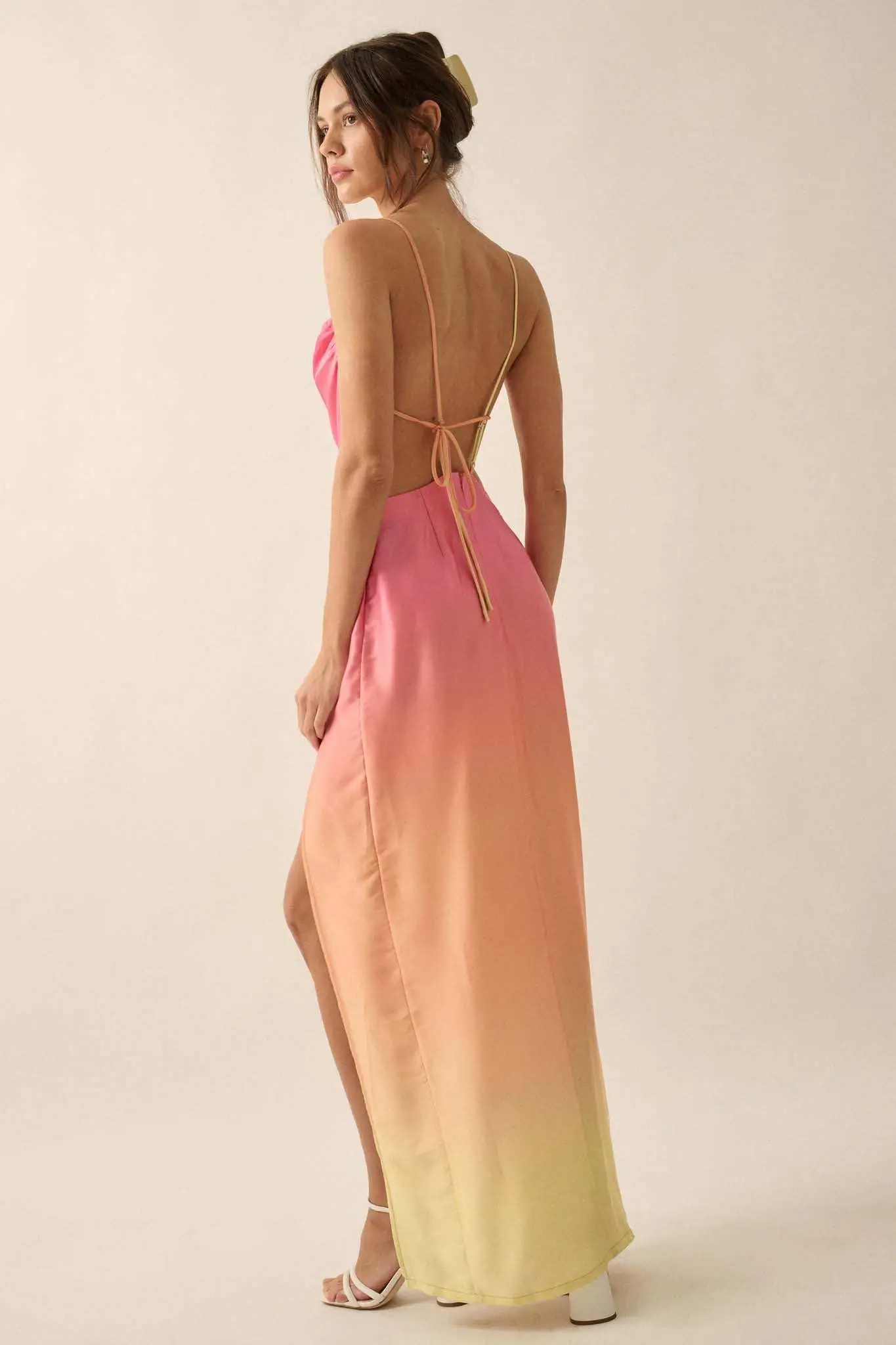 Throwing Shade Ombre Satin Open-Back Maxi Dress - Image 8