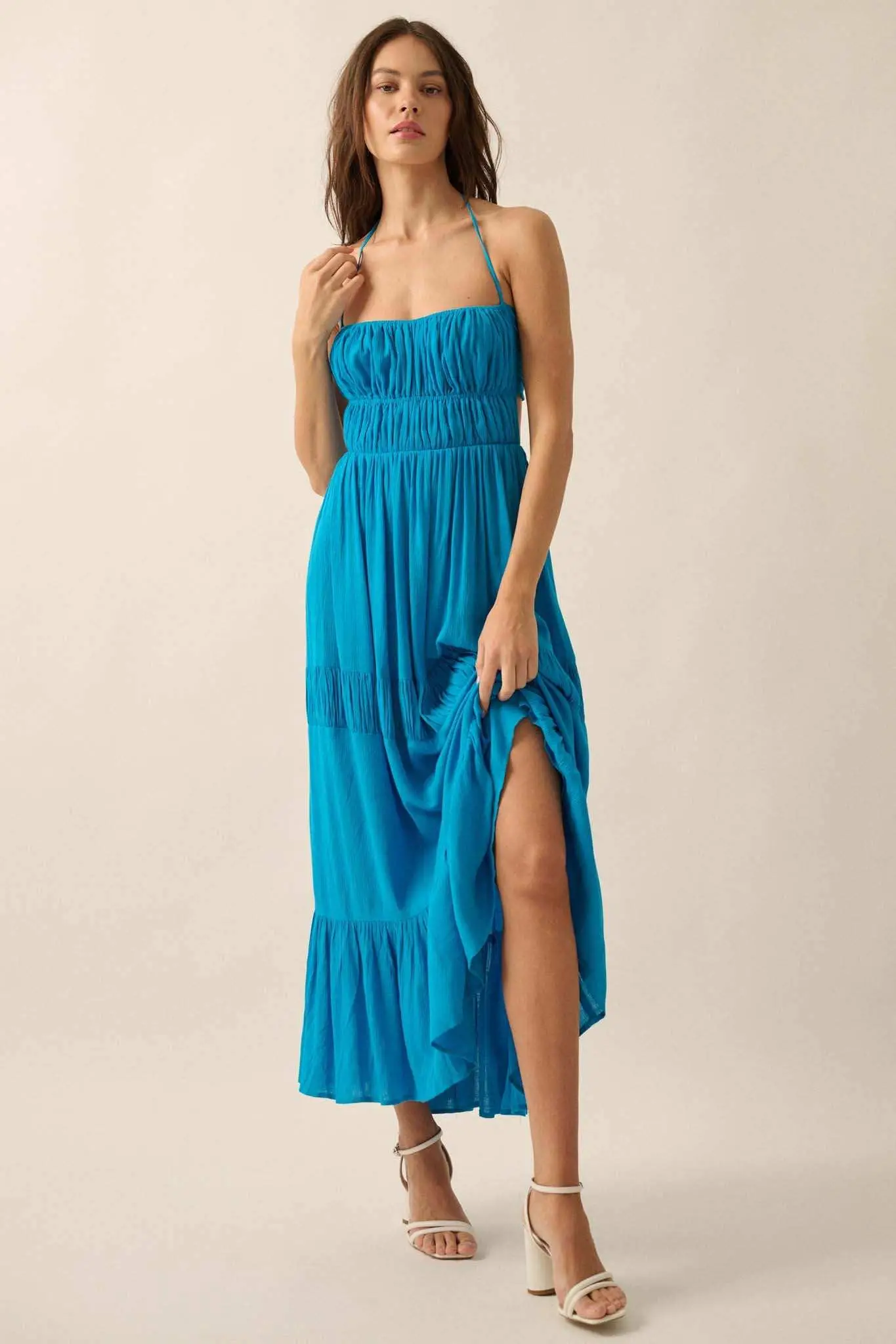 Tier to Stay Tiered Tie-Back Halter Maxi Dress - Image 6