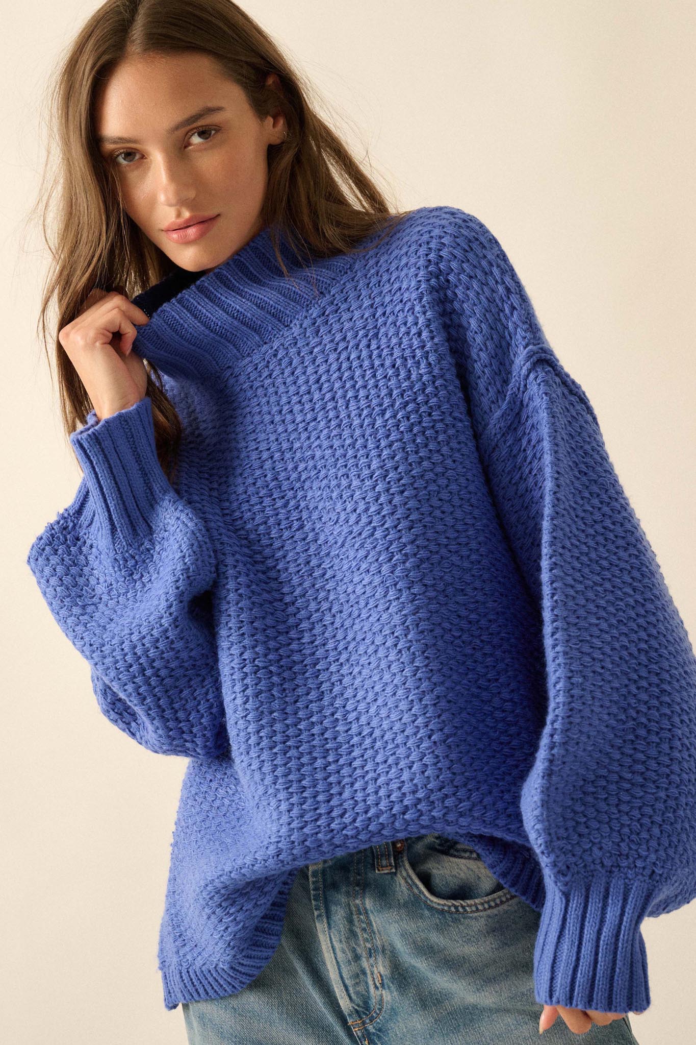 Time Goes By Crochet-Knit Mock-Neck Sweater - Image 13