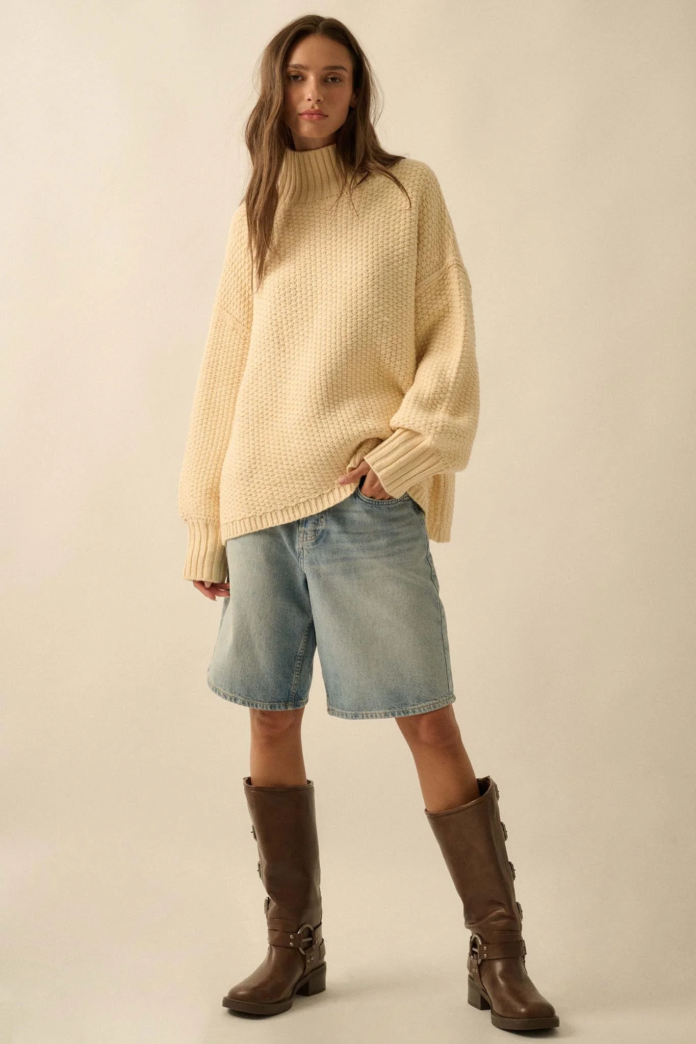 Time Goes By Crochet-Knit Mock-Neck Sweater - Image 9