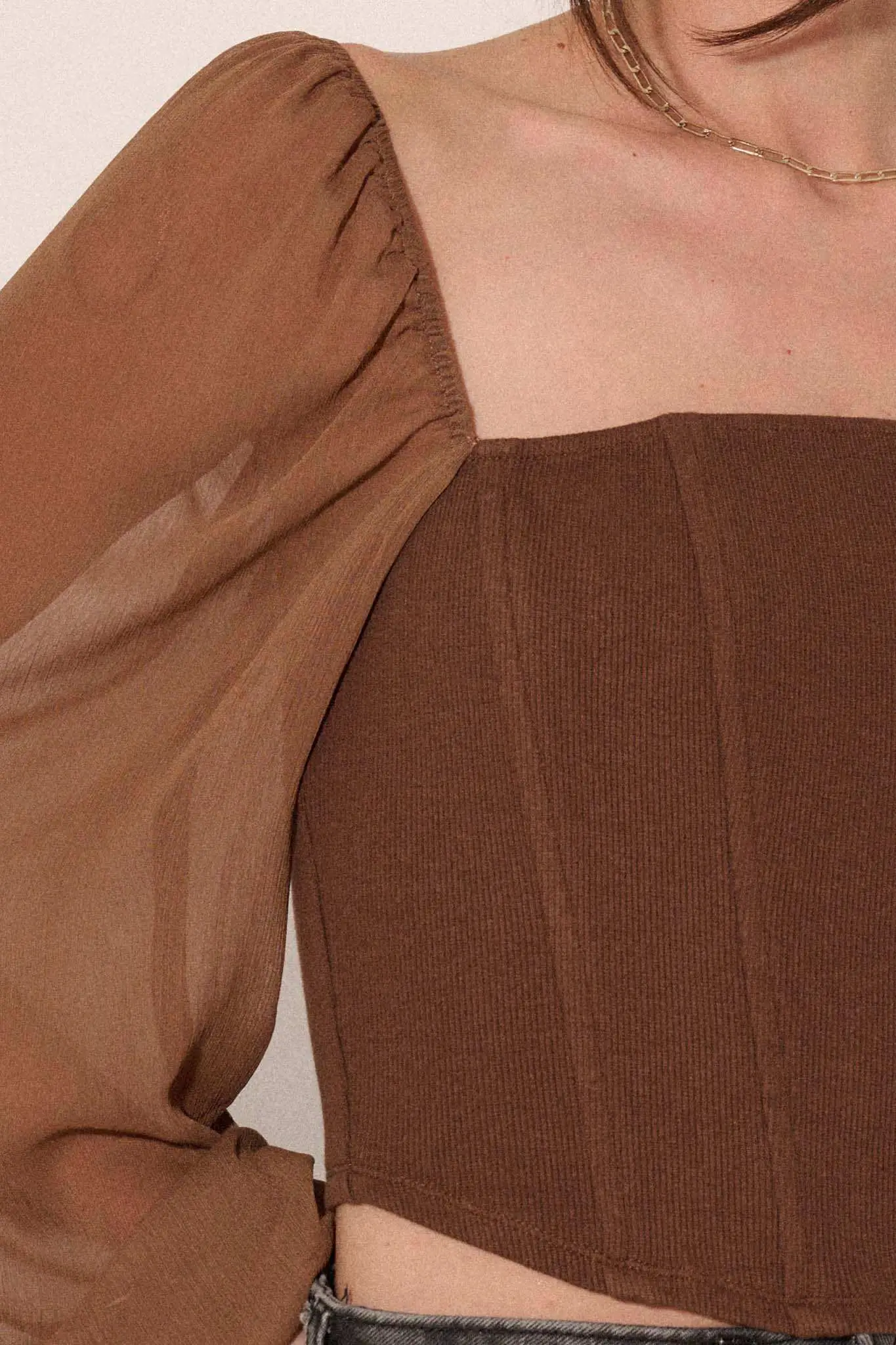 Timeless Love Long-Sleeve Cropped Corset Top - Image 10