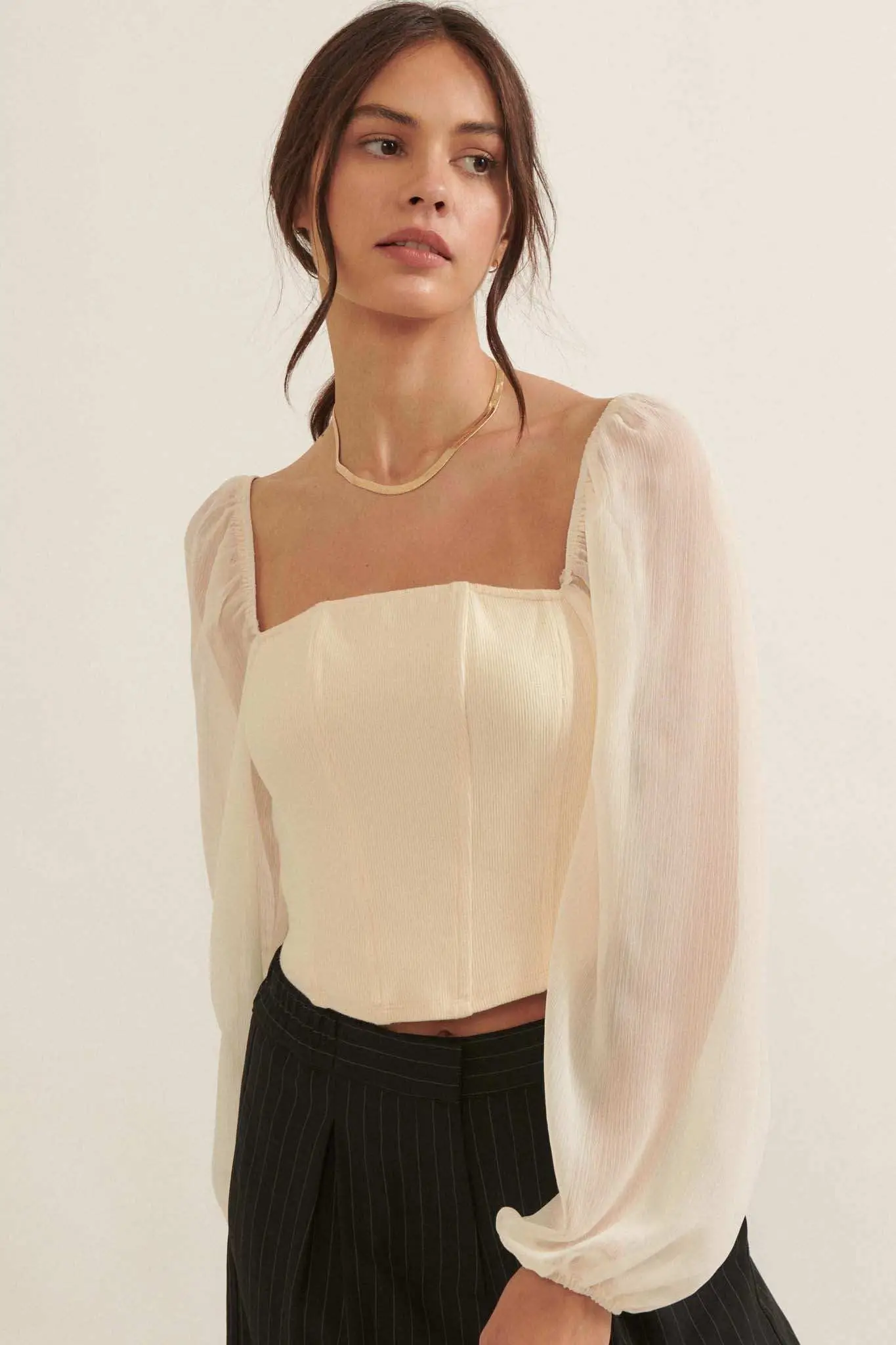Timeless Love Long-Sleeve Cropped Corset Top - Image 21