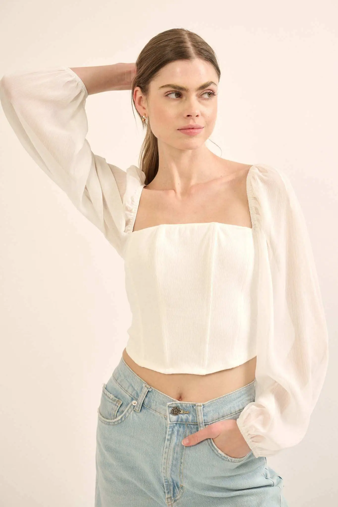 Timeless Love Long-Sleeve Cropped Corset Top - Image 5