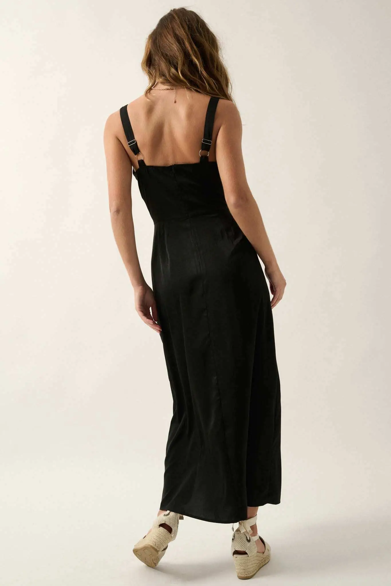 To the Nines Pleated Bodice Satin Midi Dress - Image 12