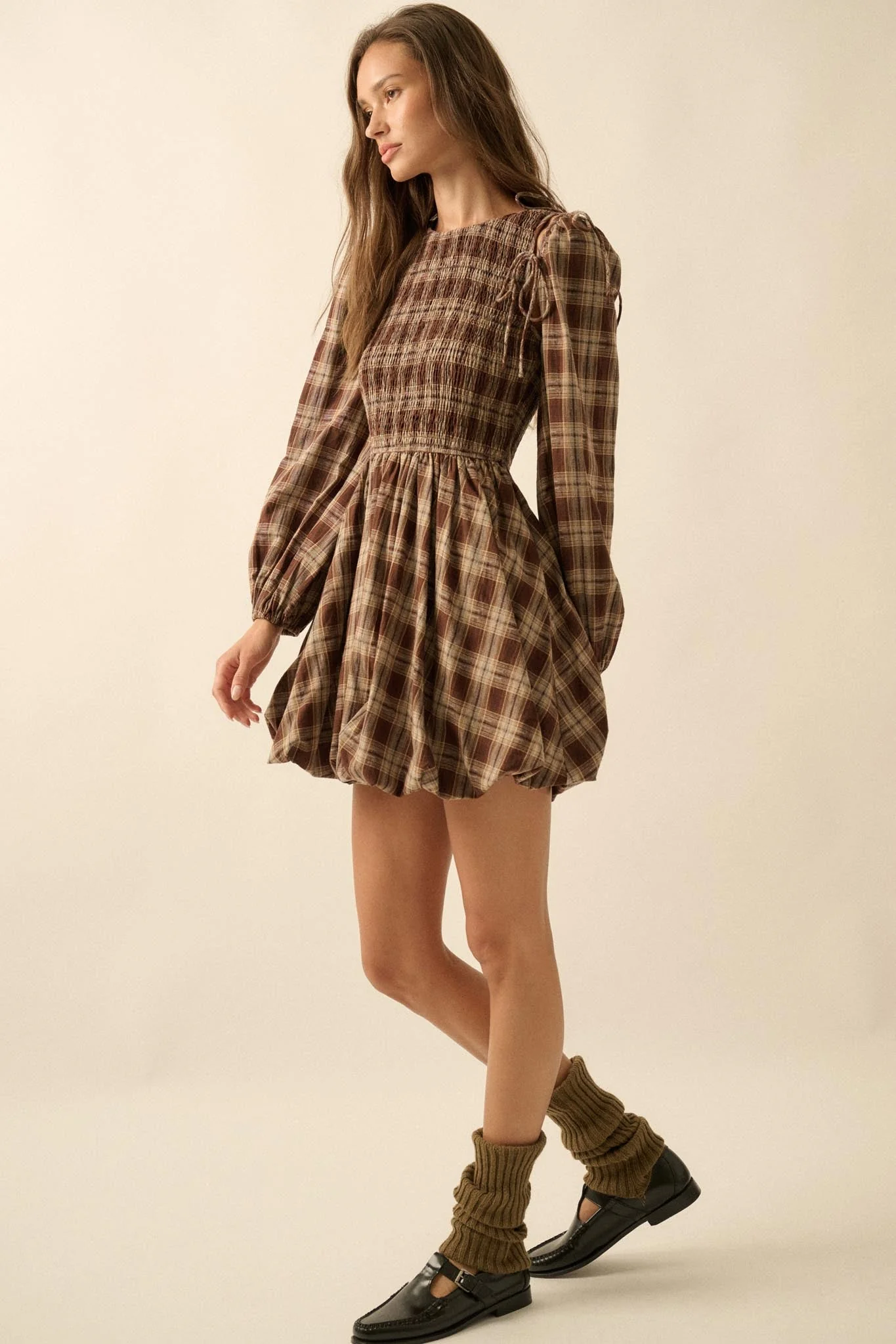 Together Again Plaid Detachable-Sleeve Mini Dress - Image 12