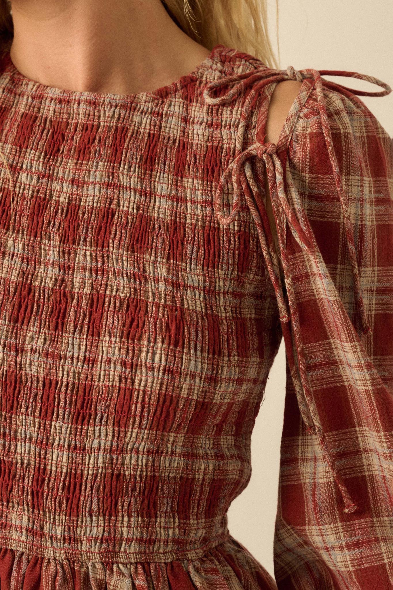 Together Again Plaid Detachable-Sleeve Mini Dress - Image 2