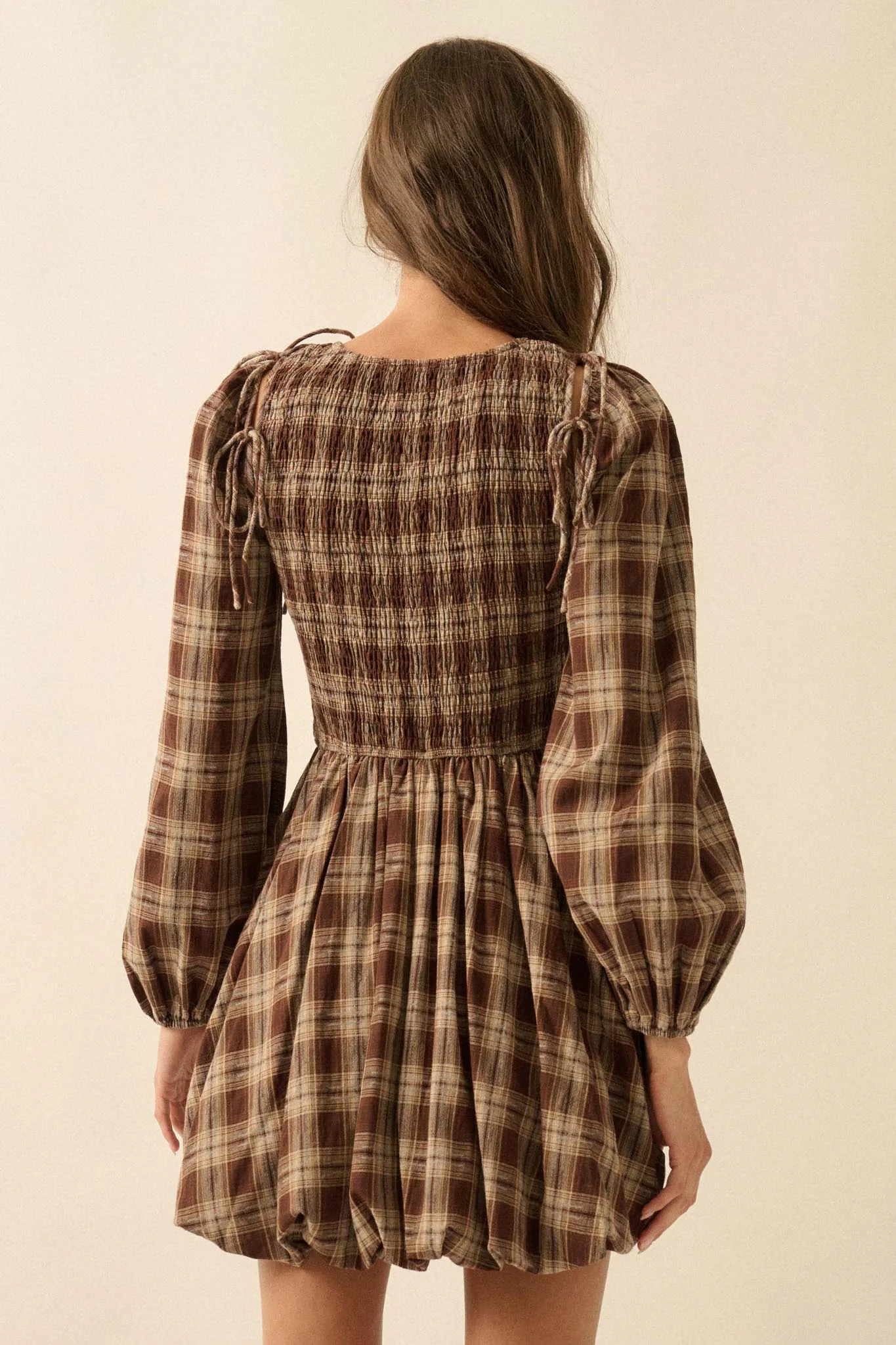 Together Again Plaid Detachable-Sleeve Mini Dress - Image 9