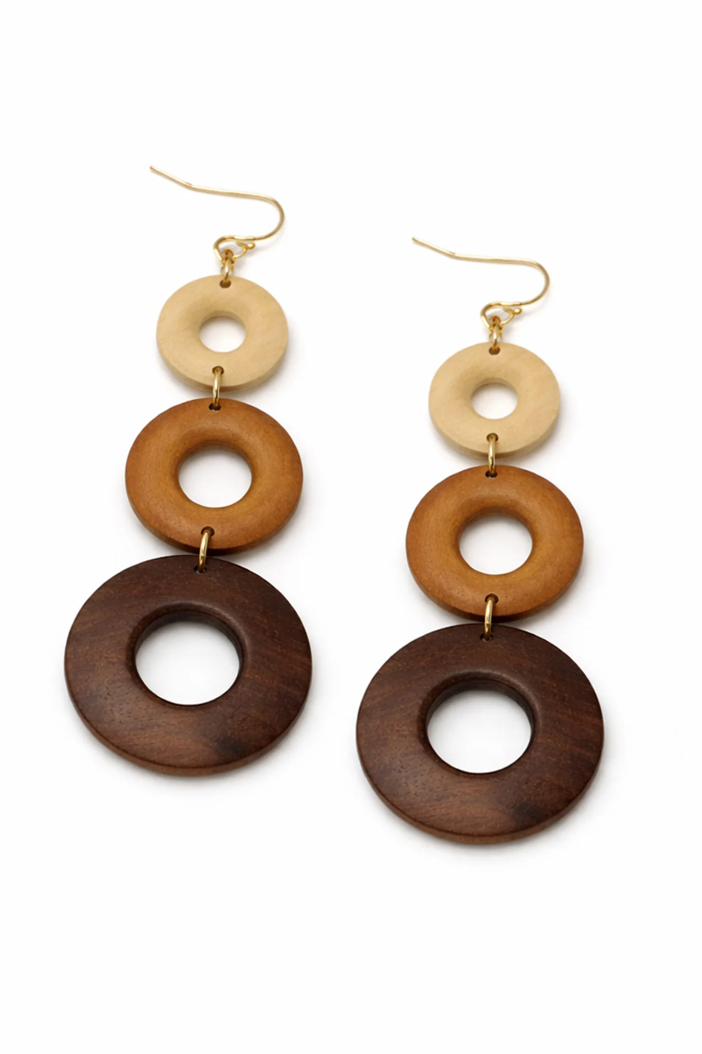 Topanga Three-Tone Wood Hoop Dangle Earrings - Image 2