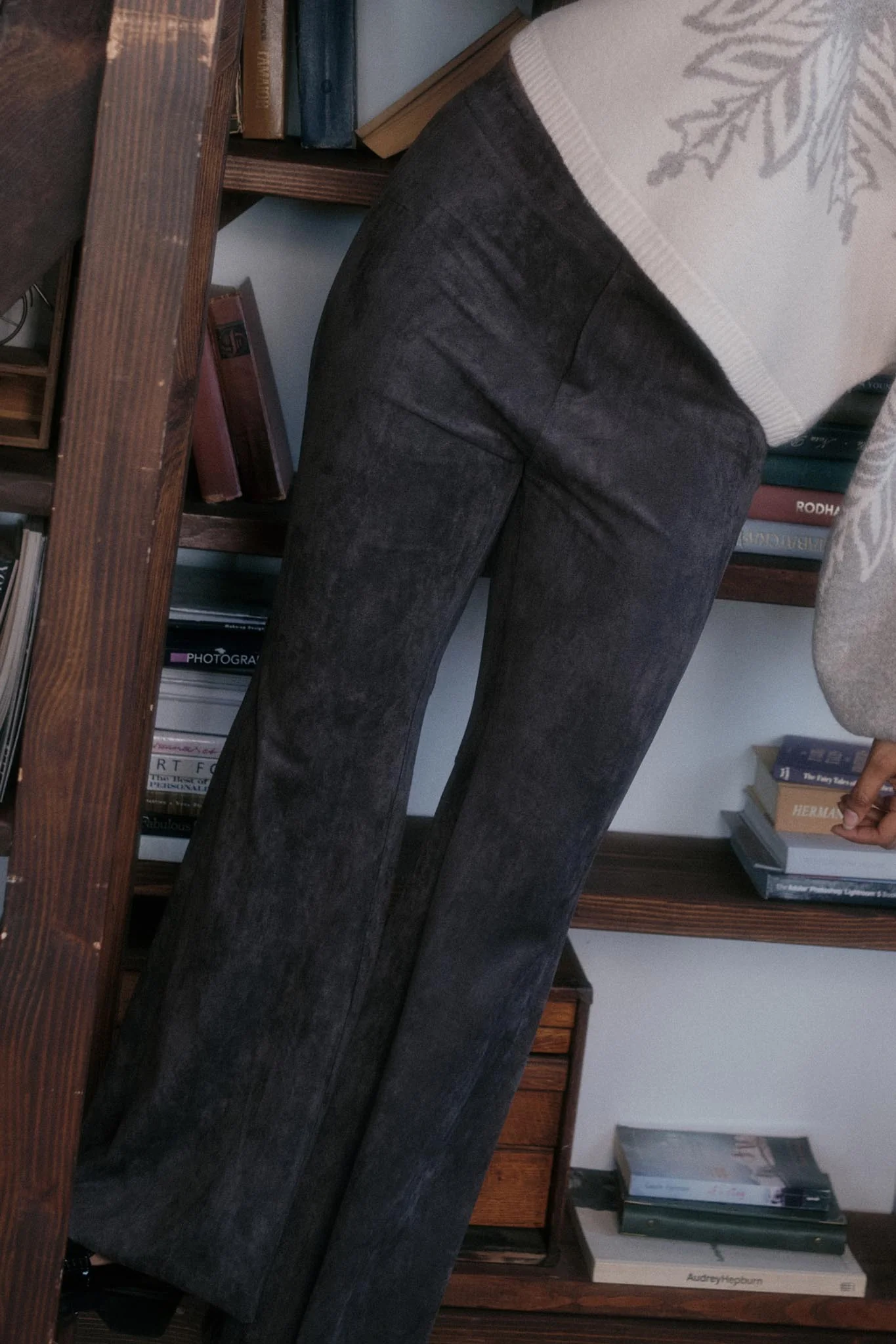 Touch of Flair Vegan Suede Flare Pants - Image 2