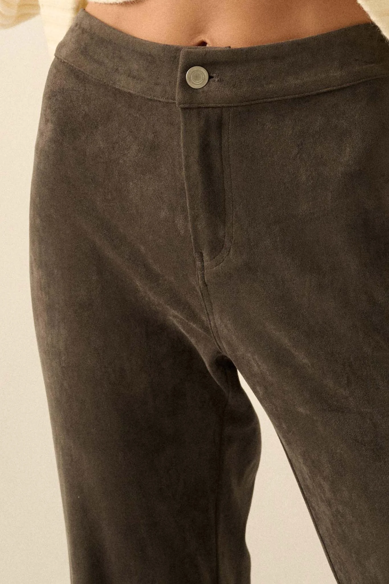 Touch of Flair Vegan Suede Flare Pants - Image 6