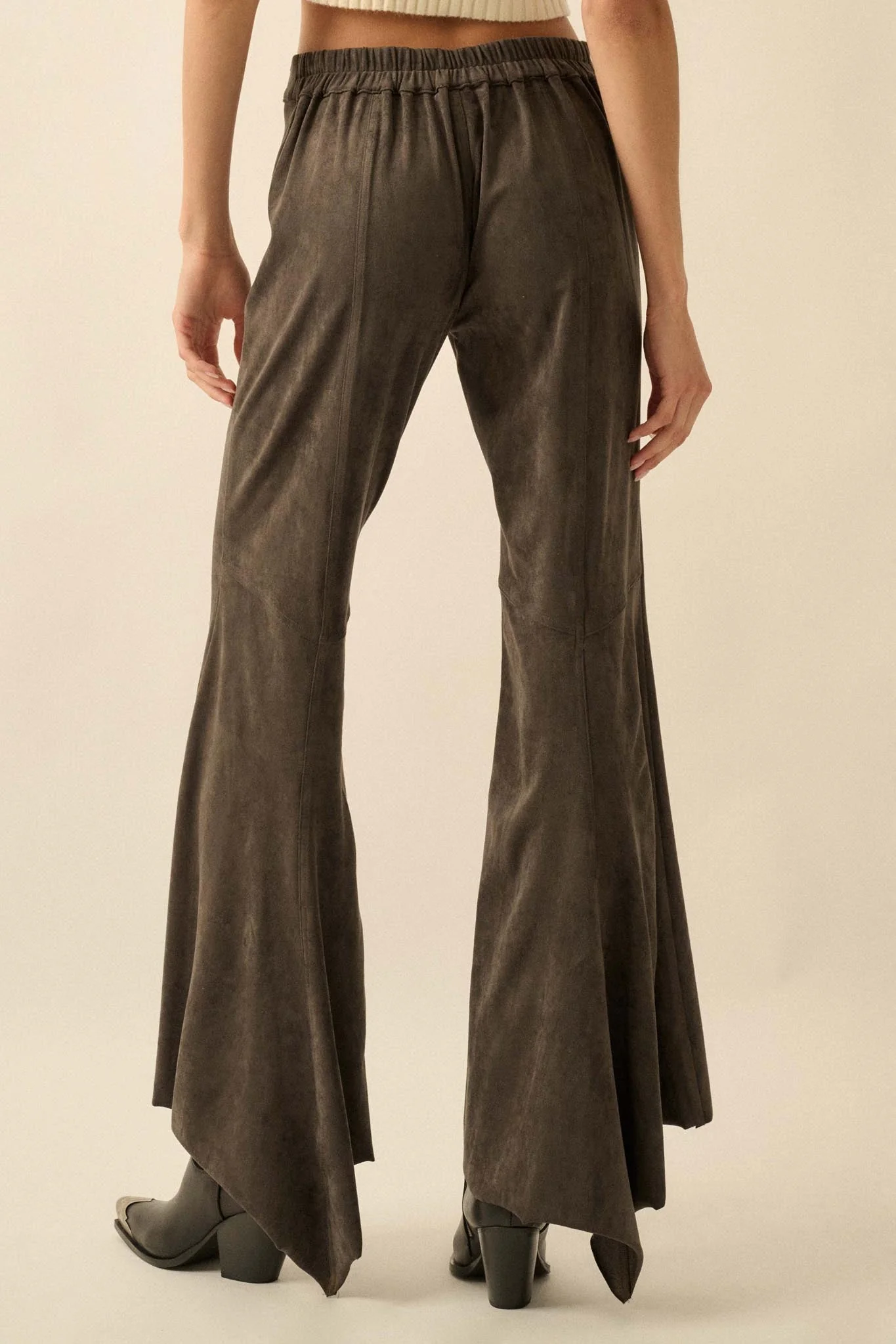 Touch of Flair Vegan Suede Flare Pants - Image 9