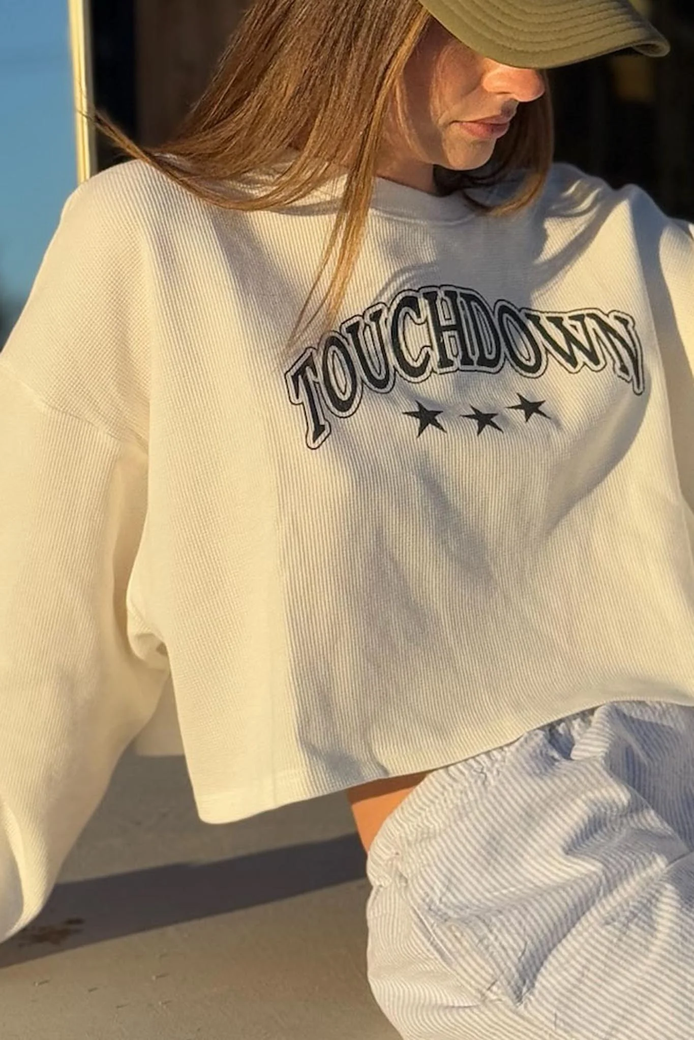 Touchdown Cropped Thermal Graphic Top - Image 2