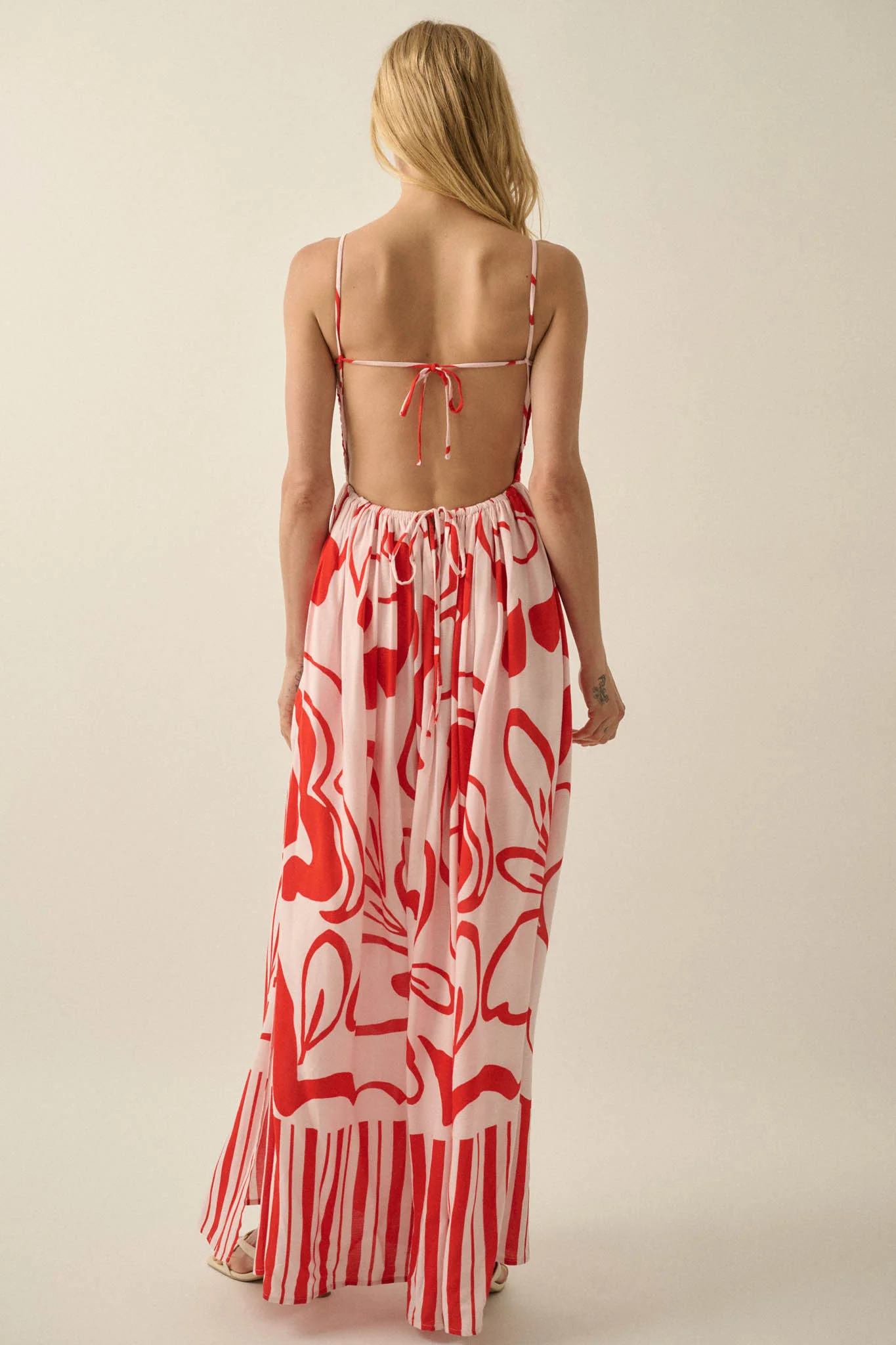 Tropical Beauty Abstract-Floral Smocked Maxi Dress - Image 2