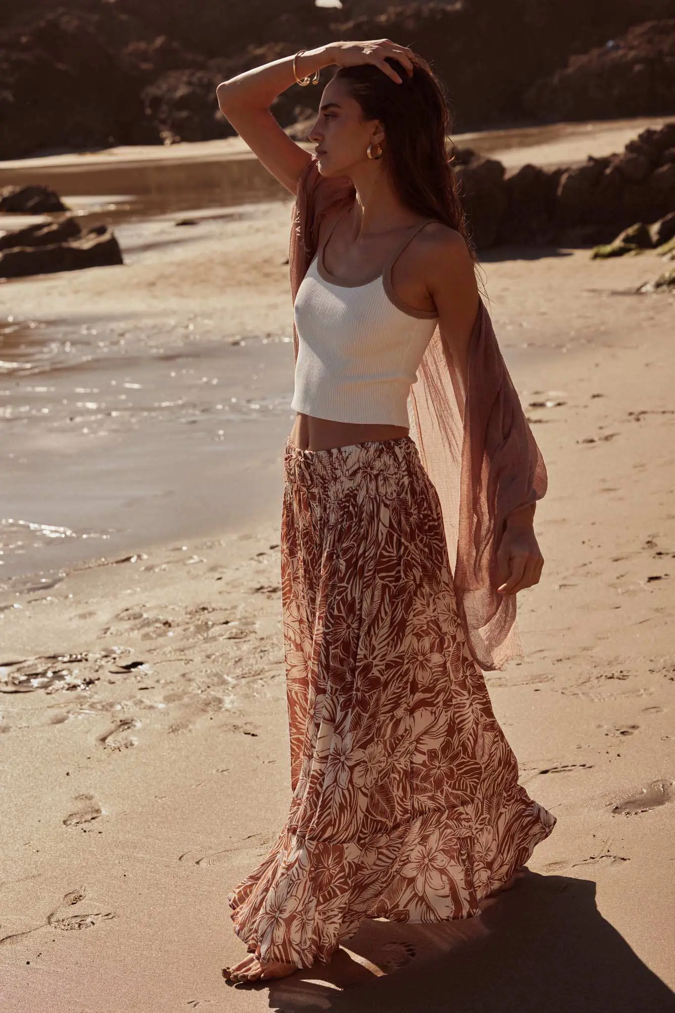 Tropical Treasure Floral Button-Front Maxi Skirt - Image 2