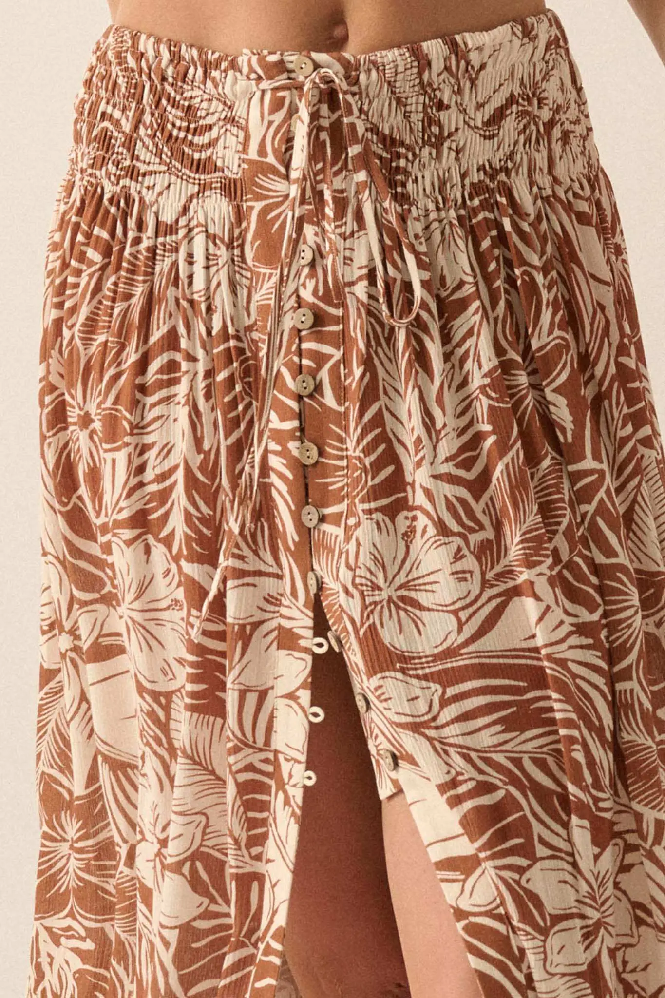 Tropical Treasure Floral Button-Front Maxi Skirt - Image 5
