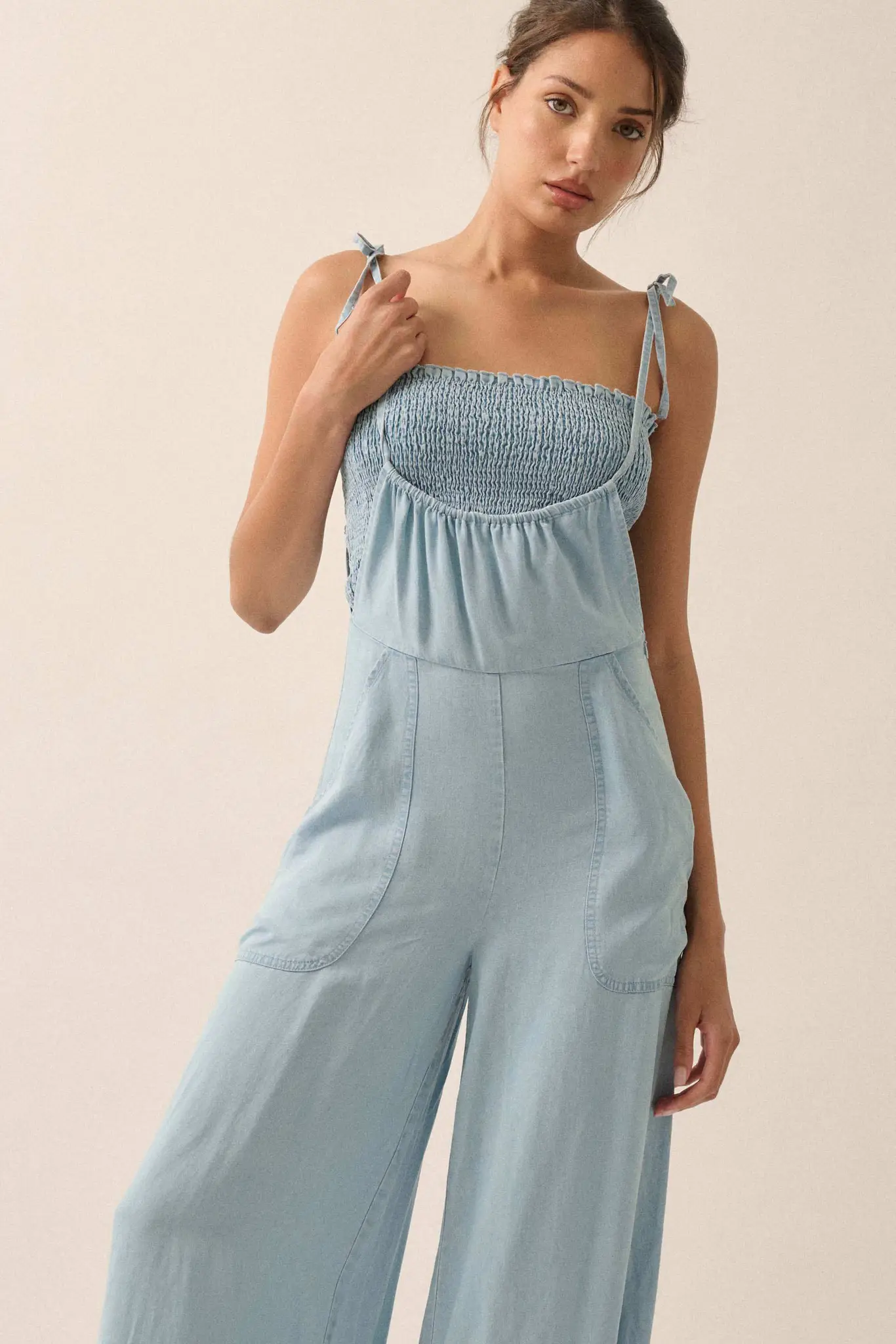 True Blue Denim Overall Jumpsuit and Tube Top Set - Image 3
