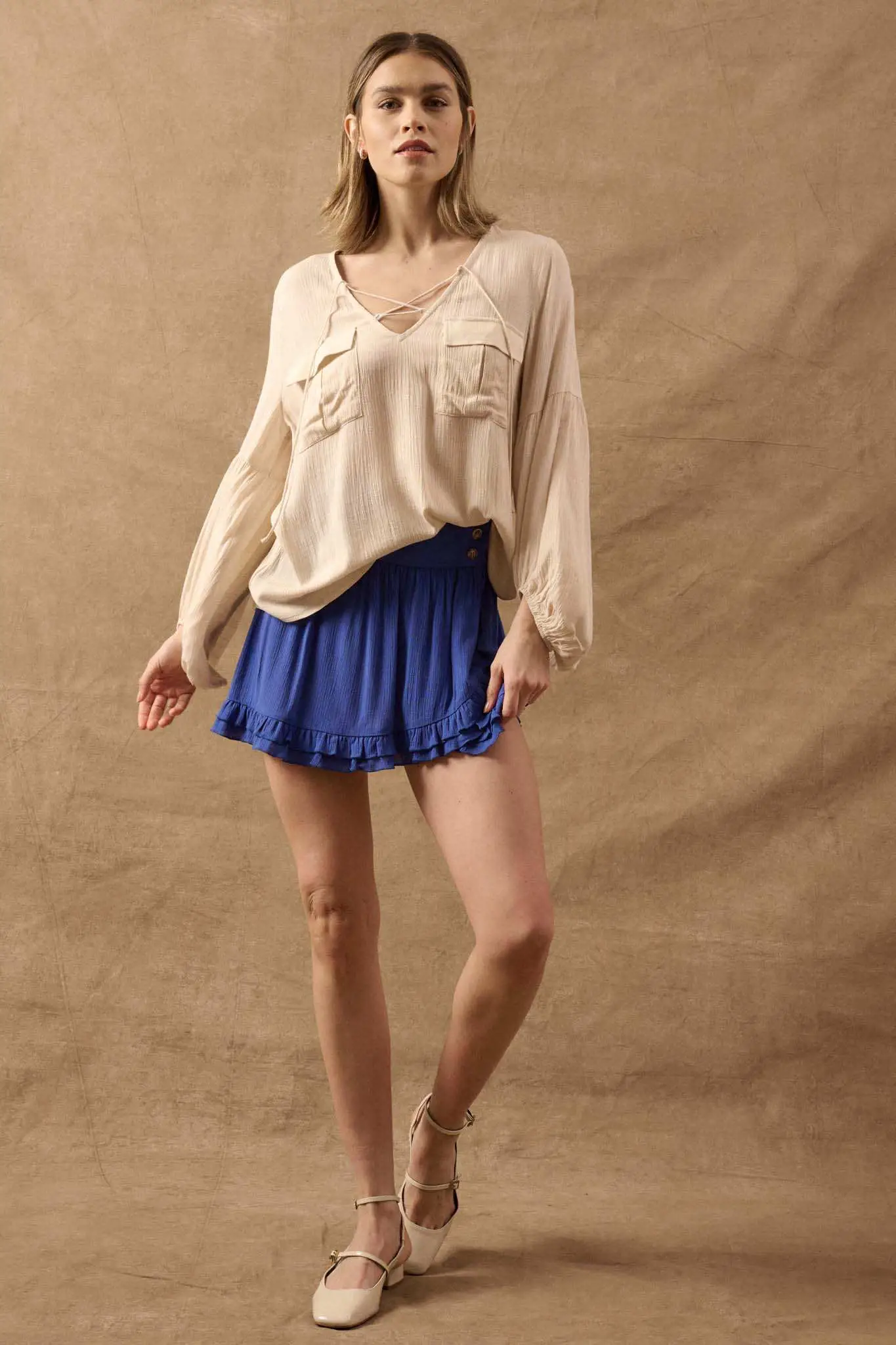 True Nature Balloon-Sleeve Pocket Peasant Top - Image 5