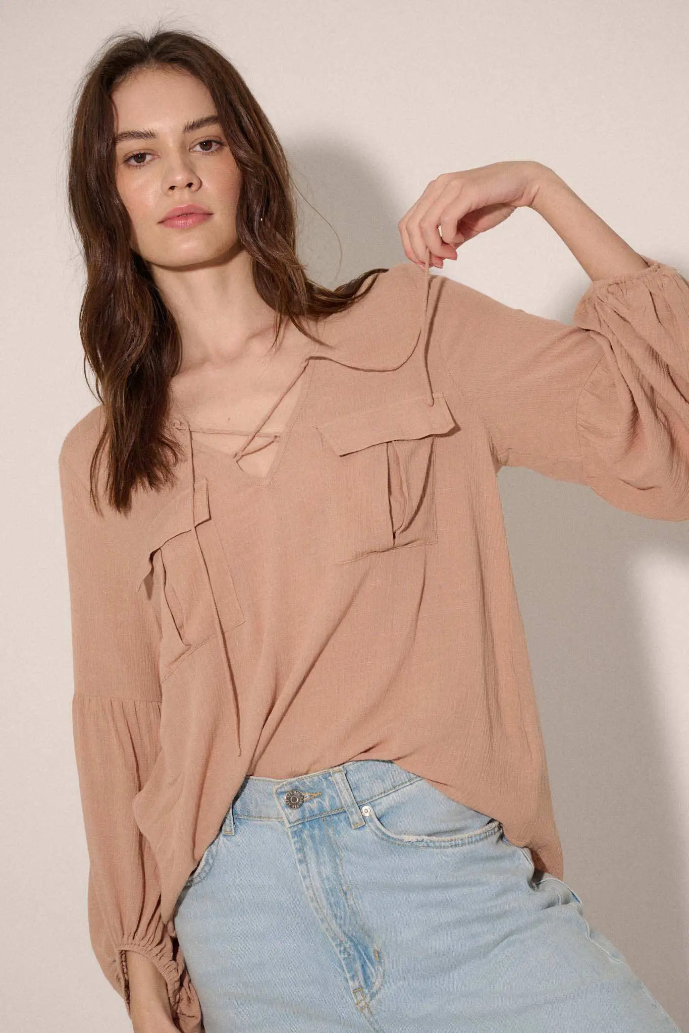 True Nature Balloon-Sleeve Pocket Peasant Top - Image 7
