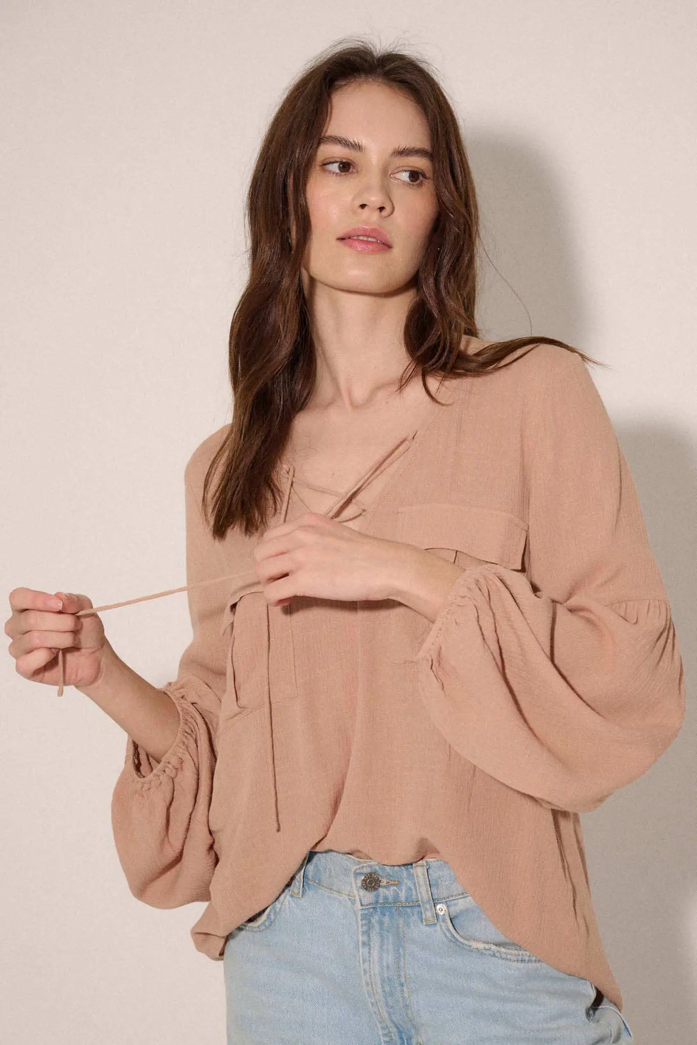 True Nature Balloon-Sleeve Pocket Peasant Top - Image 9