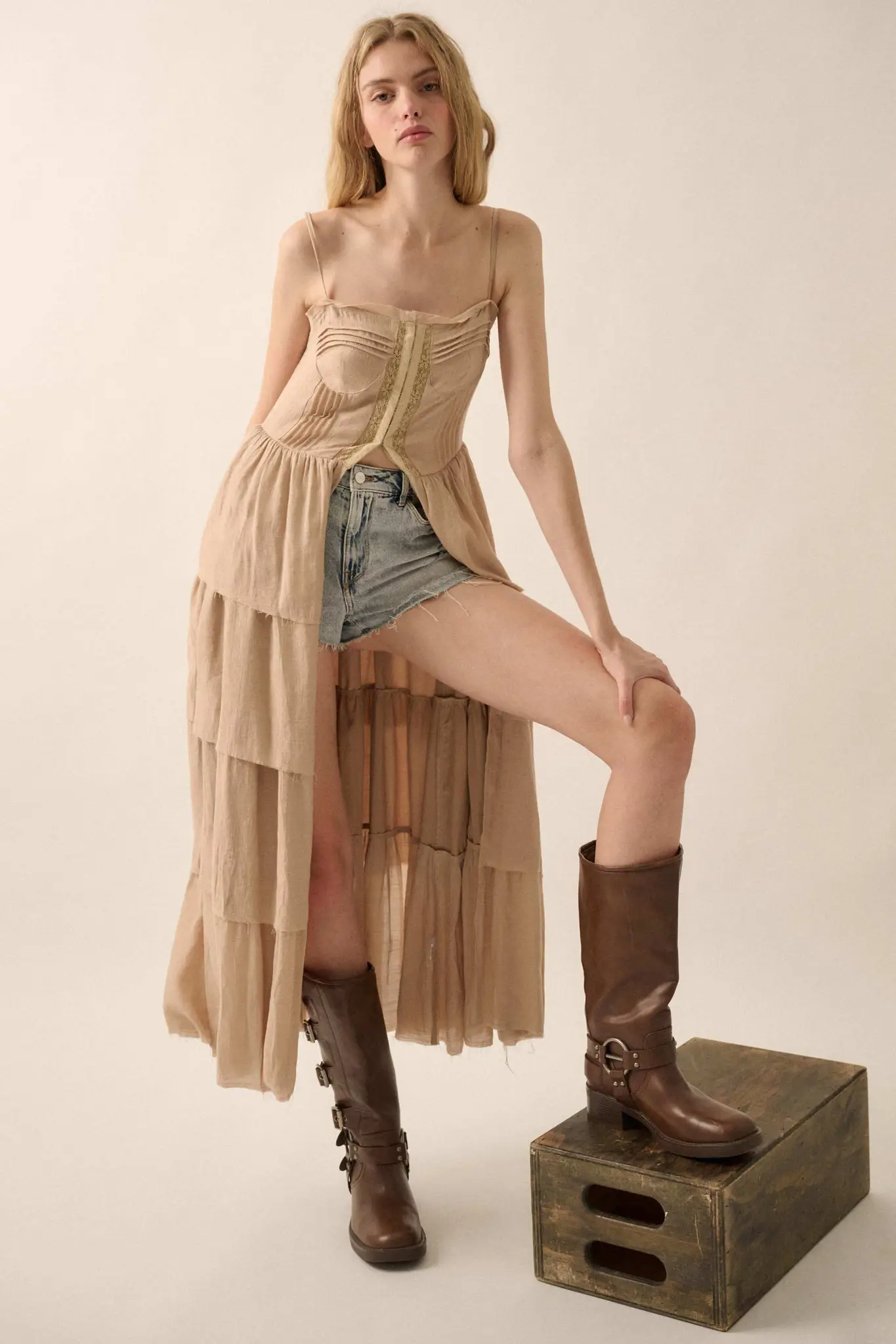 True Romance Pleated Tiered Ruffle Maxi Top - Image 10