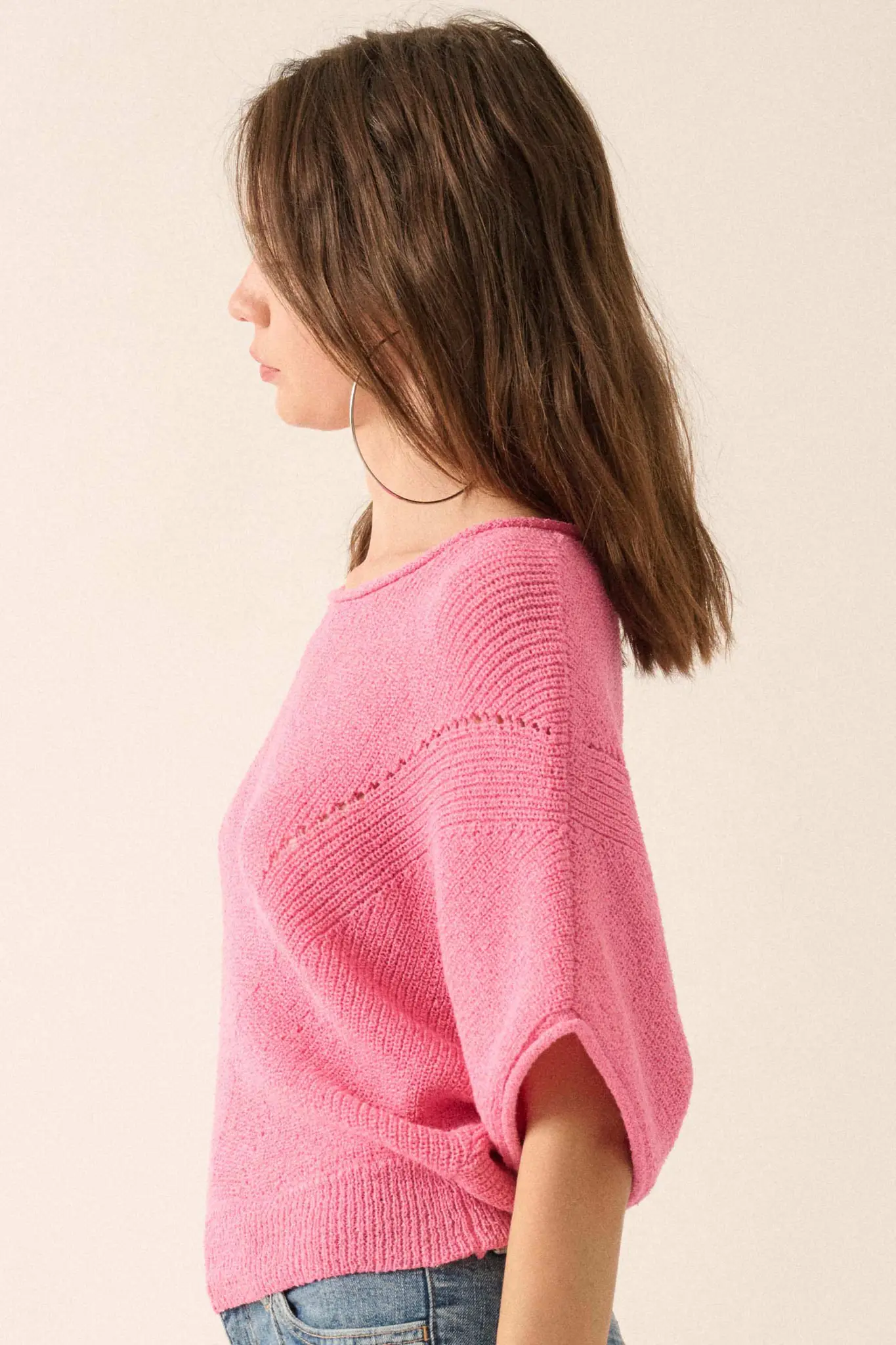 True Self Short-Sleeve Pointelle Rib-Knit Sweater - Image 39