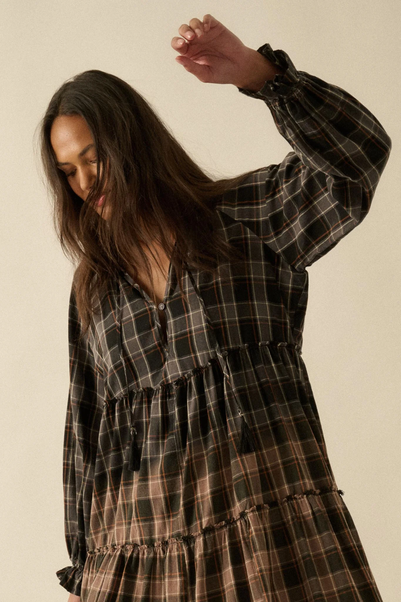Truly Tartan Tiered Plaid Midi Prairie Dress - Image 2