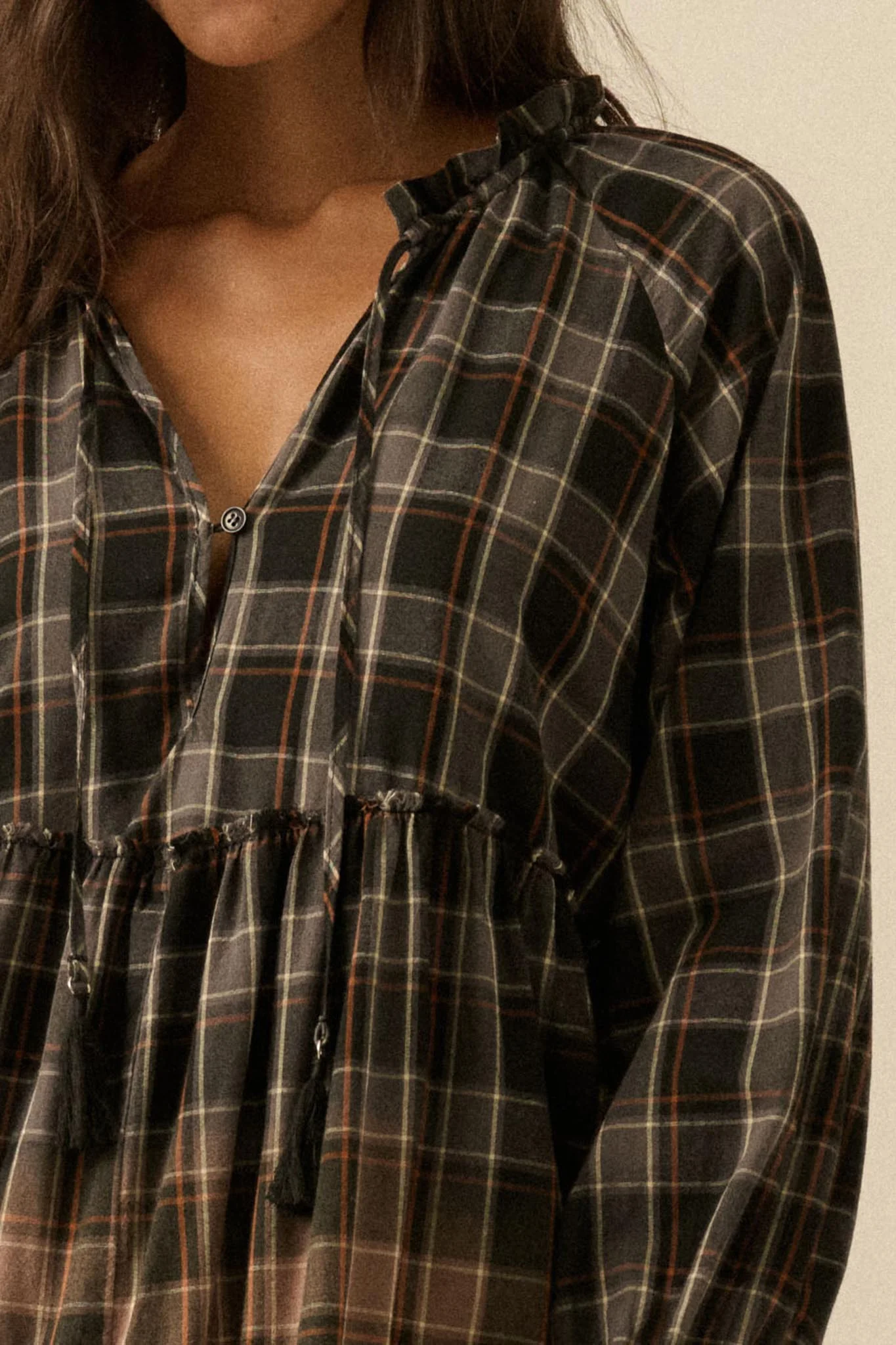 Truly Tartan Tiered Plaid Midi Prairie Dress - Image 4